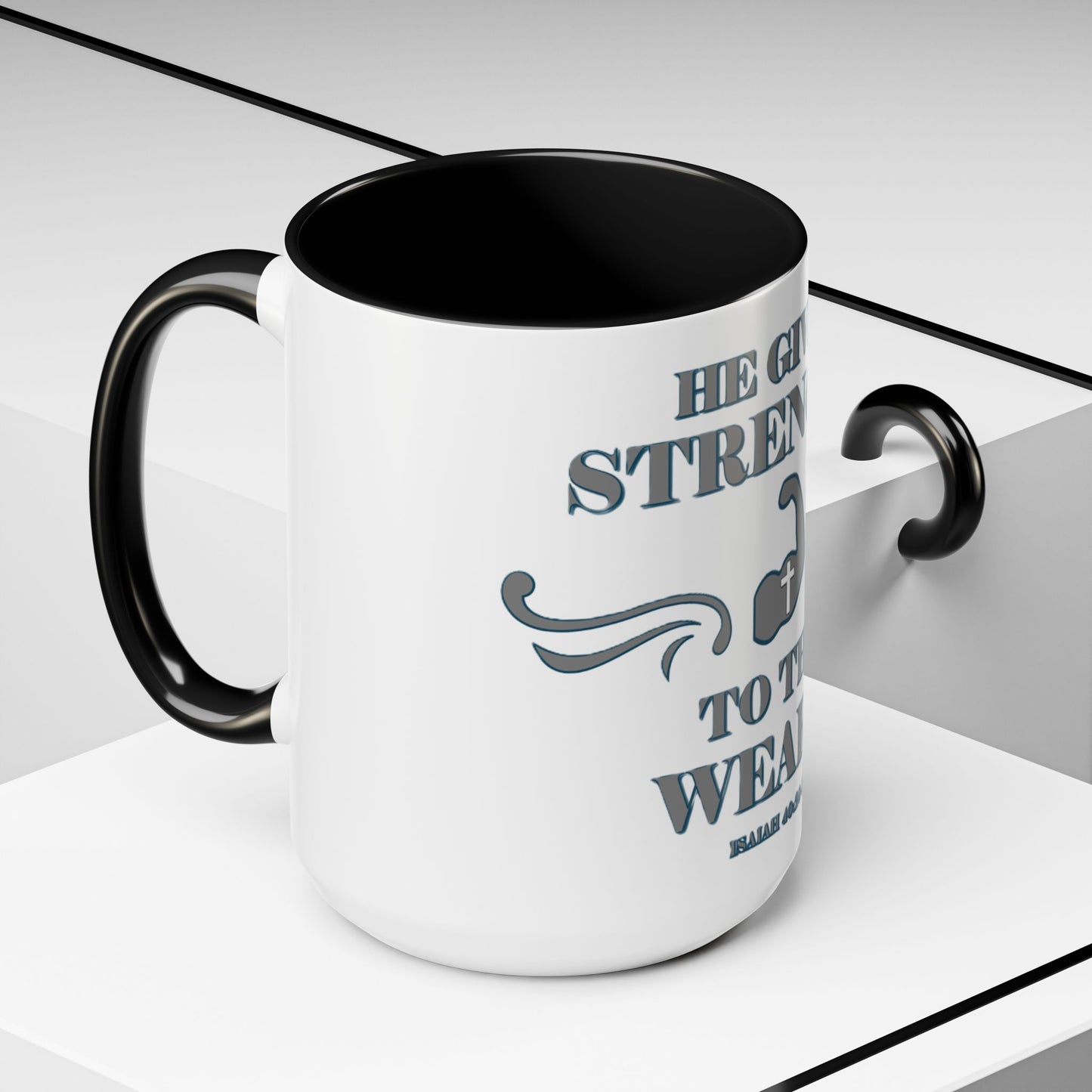 Mug - Bible Verse Isaiah 40:29-31 'He gives Strength to the Weary'