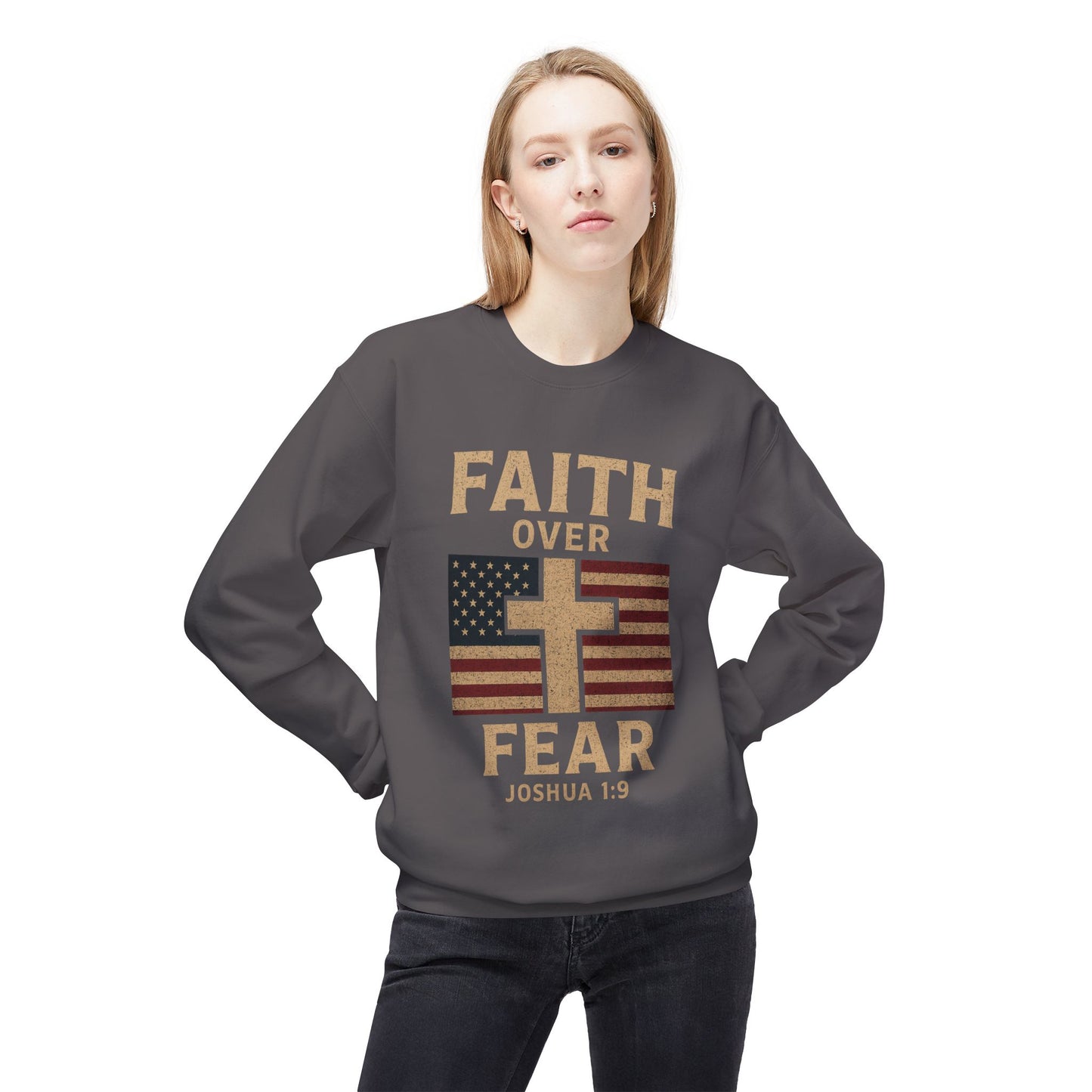 Faith Over Fear Christian Cross Sweatshirt