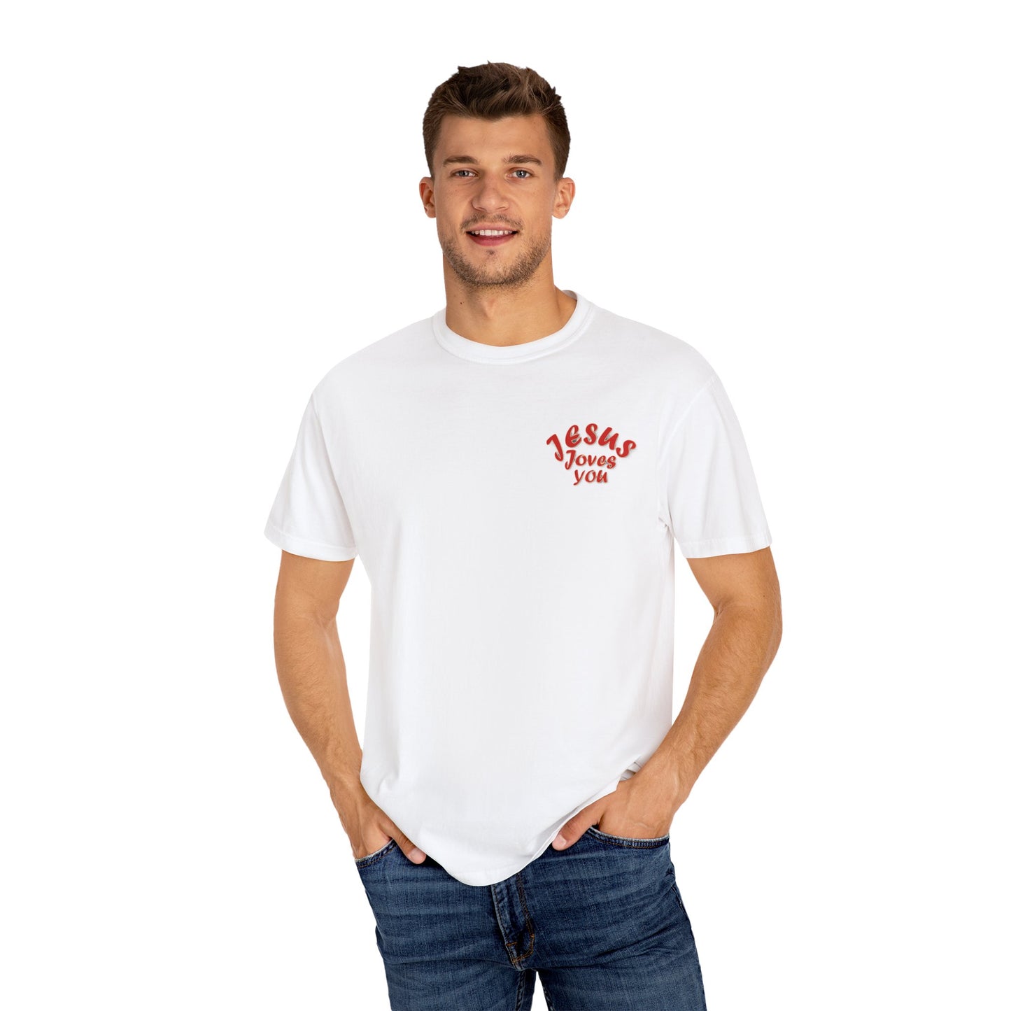 Christian Cross Heart Unisex T-shirt - Jesus Loves You Design