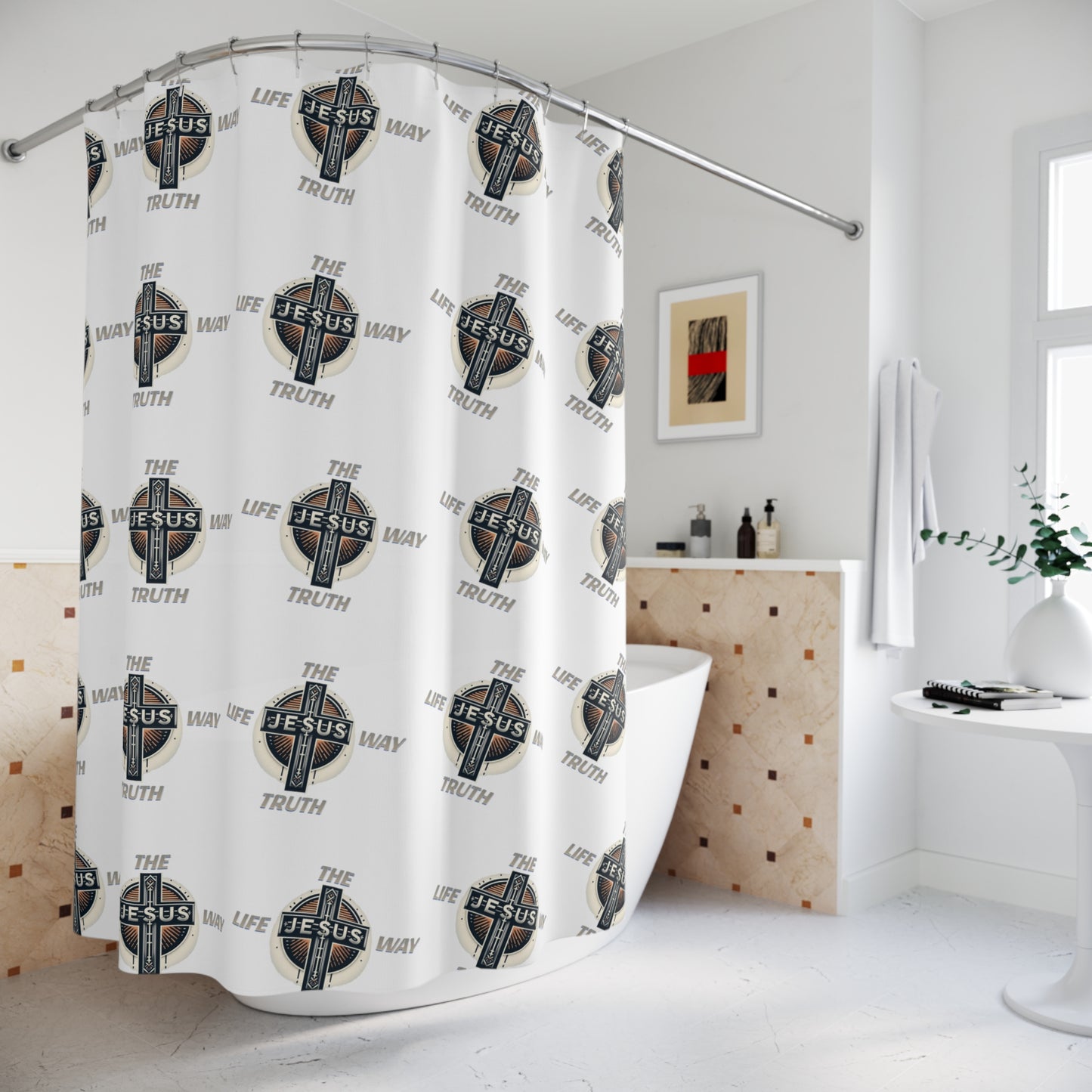 Shower Curtains "JESUS IS THE WAY TRUTH LIFE"