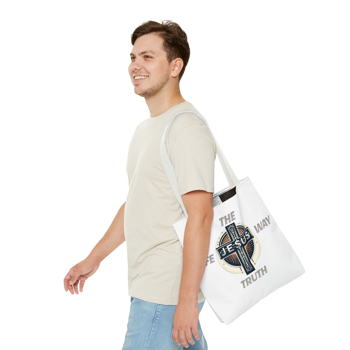Tote Bag (AOP)"JESUS IS THE WAY TRUTH LIFE"