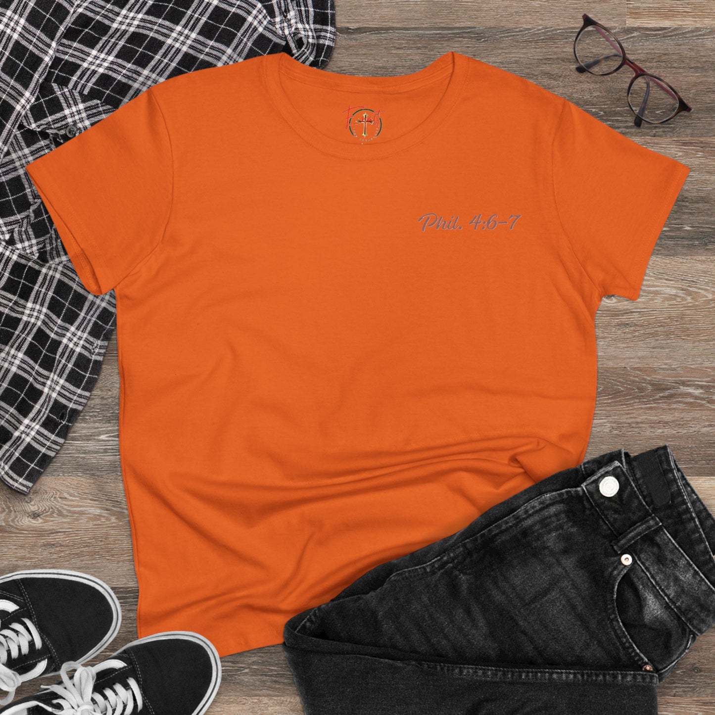 Women's Tee with Heart and Praying Hands Design