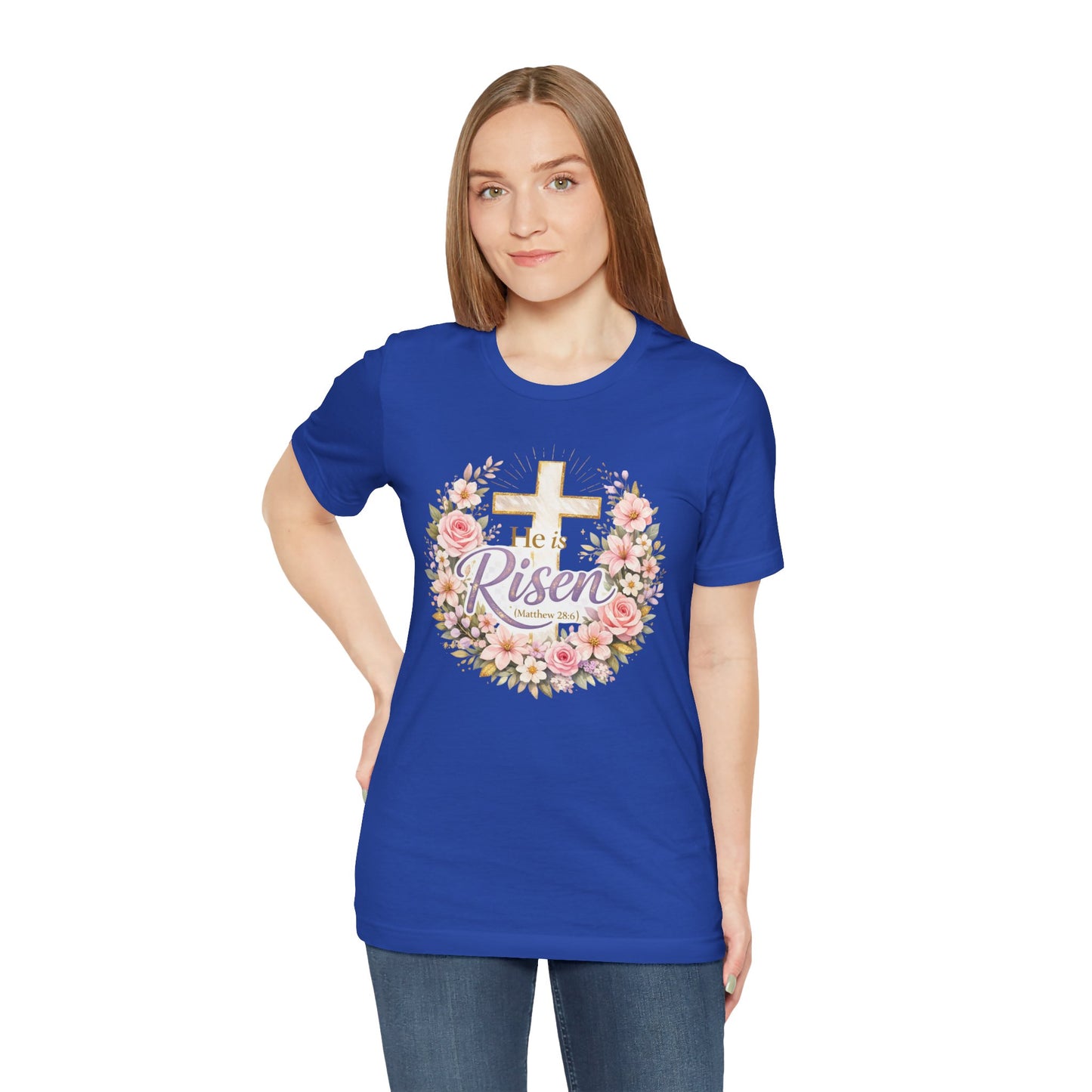 He Is Risen Floral Cross T-Shirt