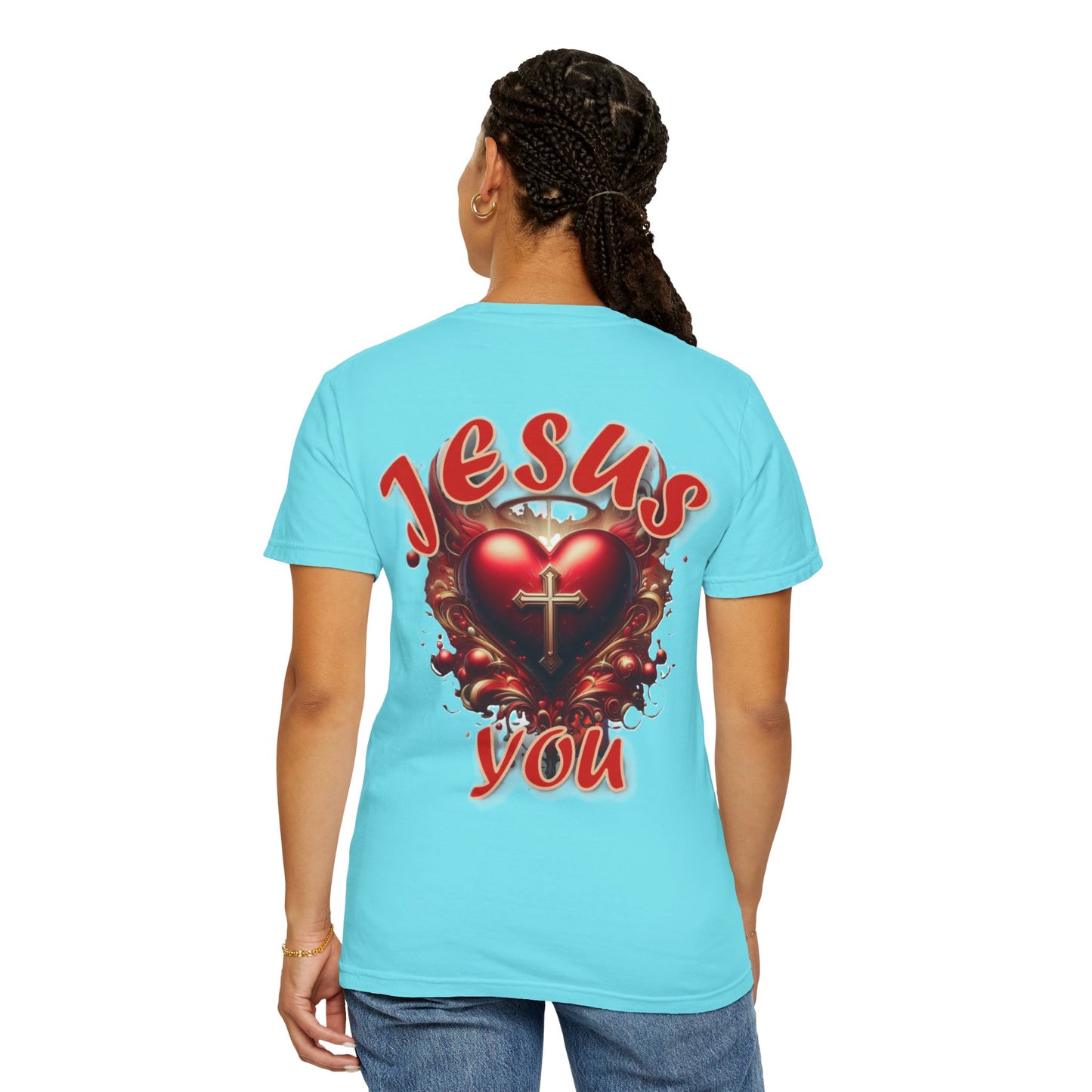 Christian Cross Heart Unisex T-shirt - Jesus Loves You Design