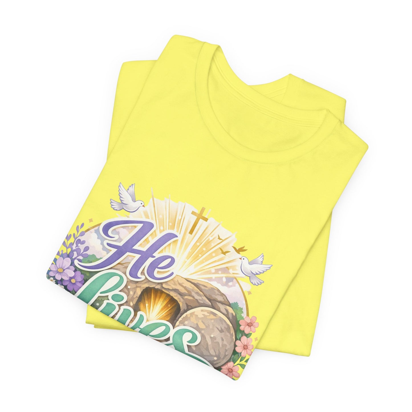He Lives Jesus Tomb Tee — Christian Easter T‑Shirt