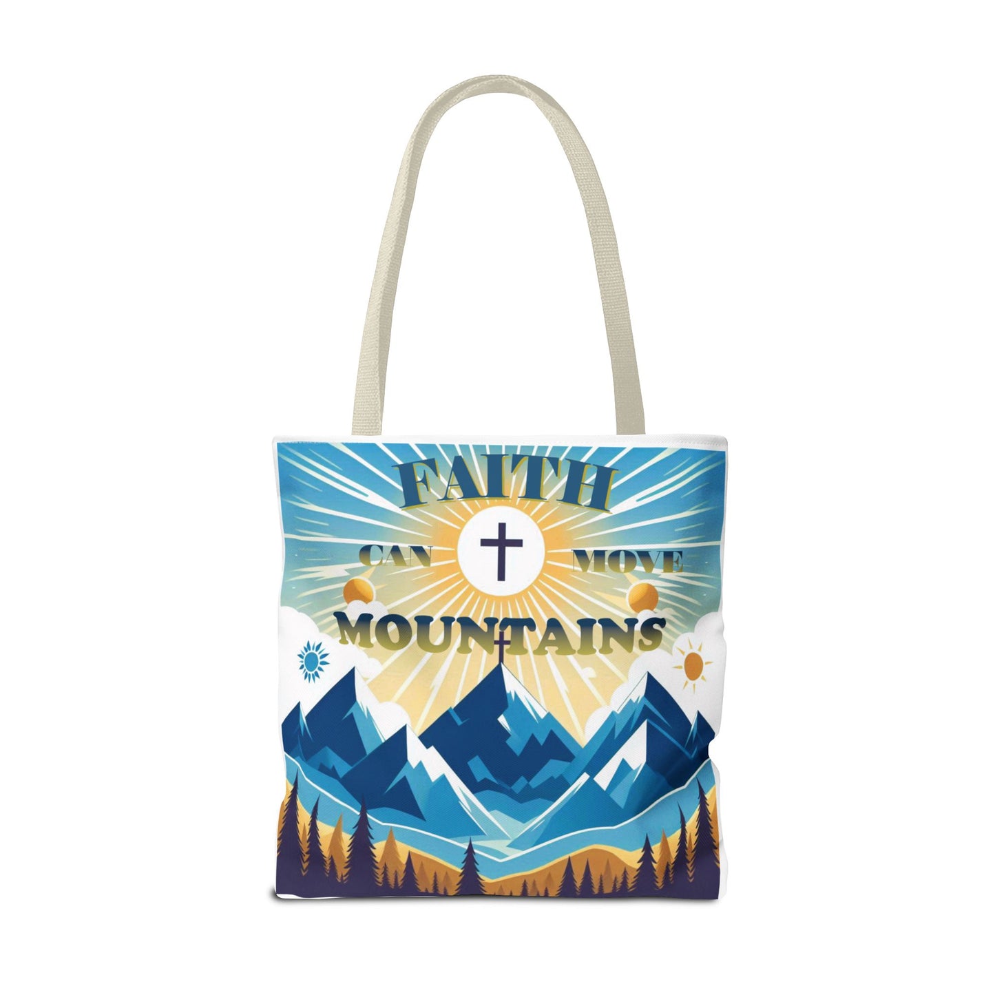 "FAITH CAN MOVE MOUNTAINS" Tote Bag (AOP)