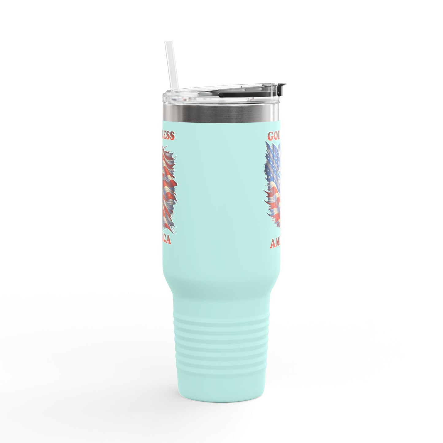 Insulated Travel Mug, 40oz "GOD BLESS AMERICA"