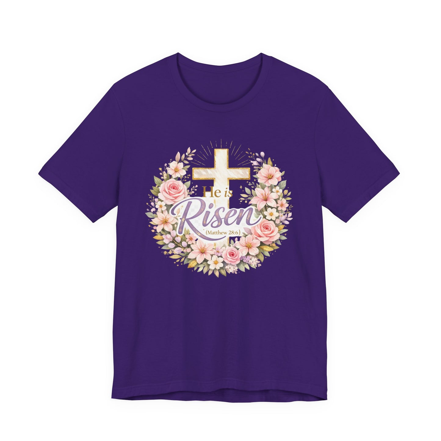 He Is Risen Floral Cross T-Shirt