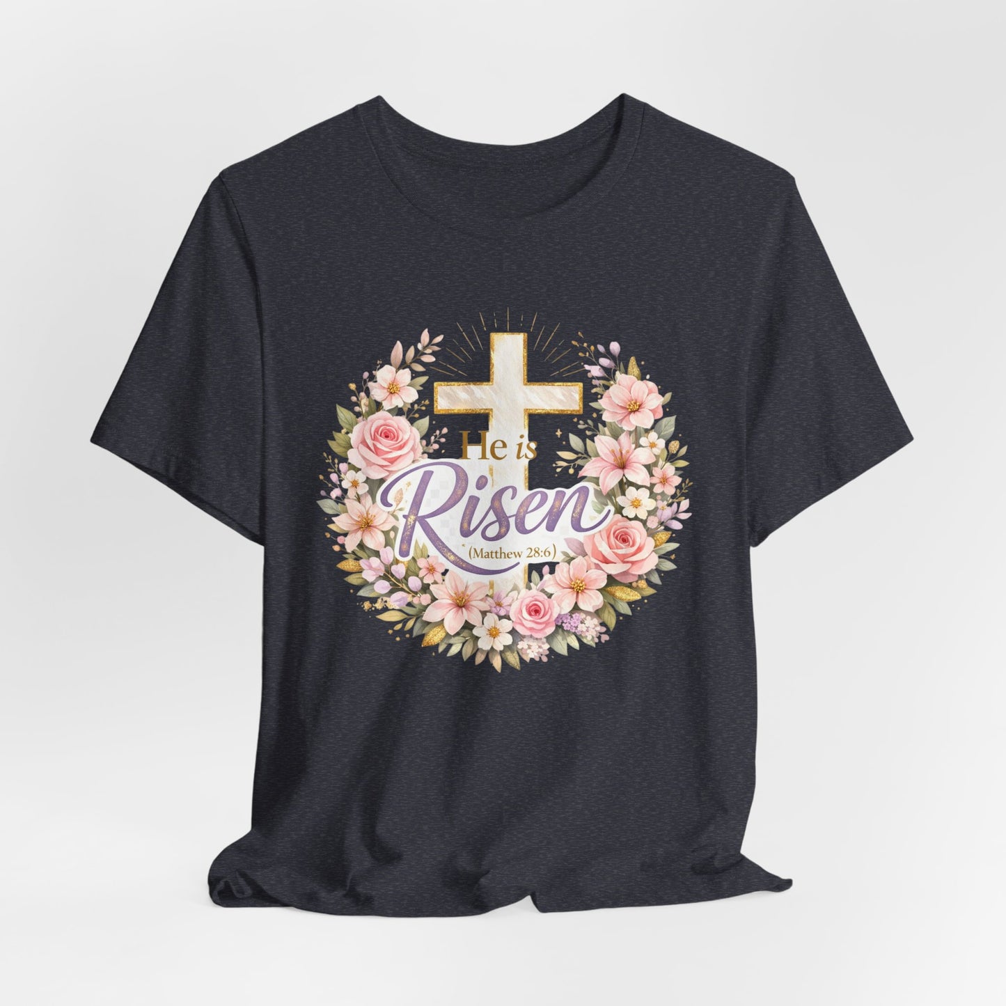He Is Risen Floral Cross T-Shirt