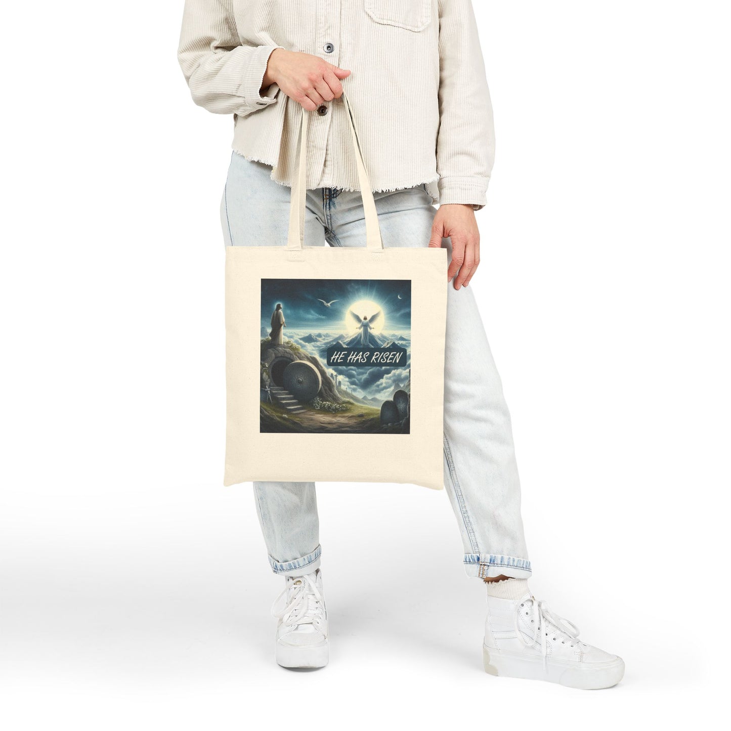 Cotton Canvas Tote Bag "HE HAS RISEN"