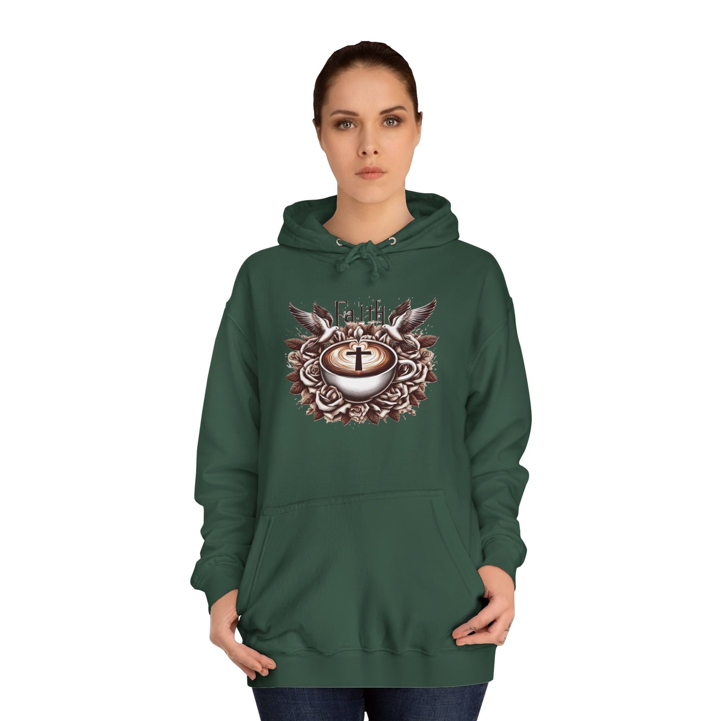 Unisex College Hoodie "Faith and Coffee"