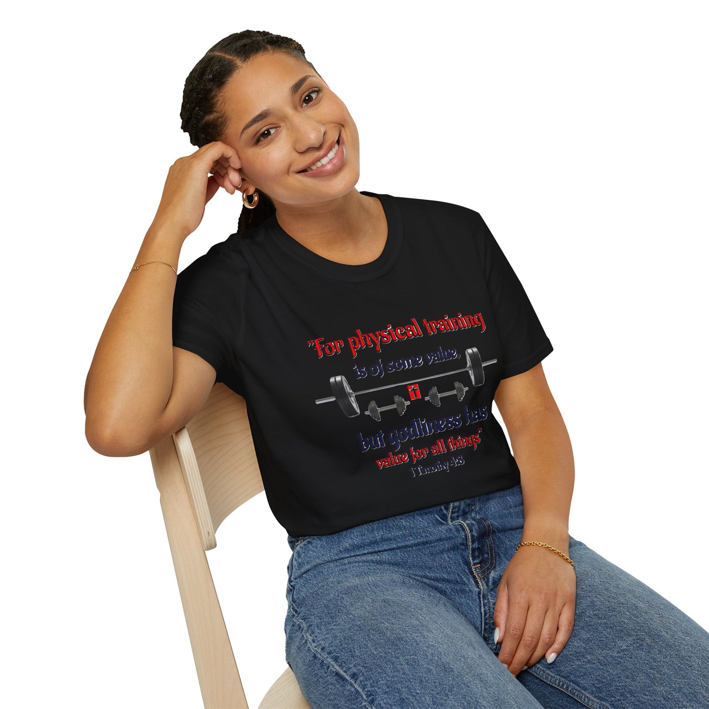Christian Verse Softstyle T-Shirt - 1 Timothy 4:8