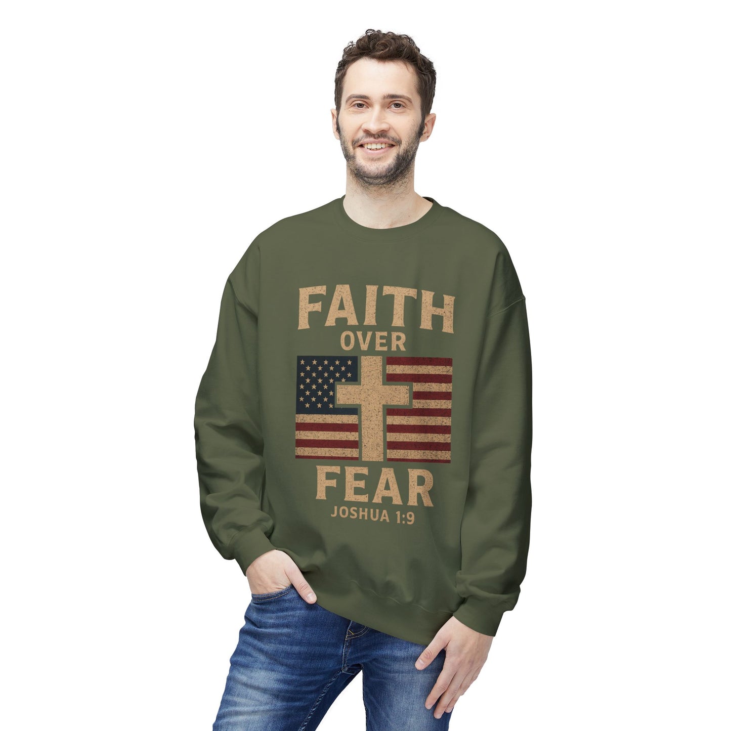 Faith Over Fear Christian Cross Sweatshirt