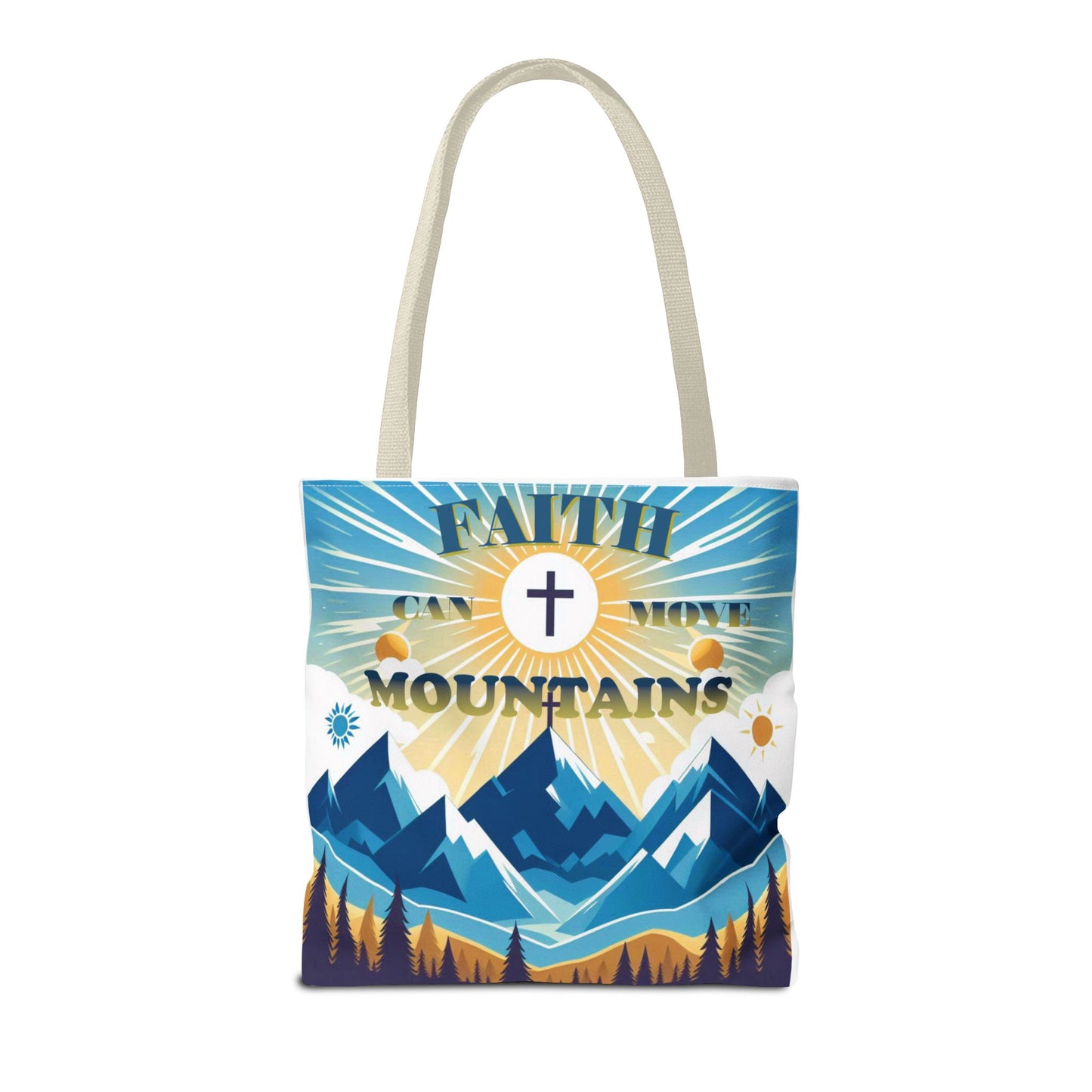 "FAITH CAN MOVE MOUNTAINS" Tote Bag (AOP)