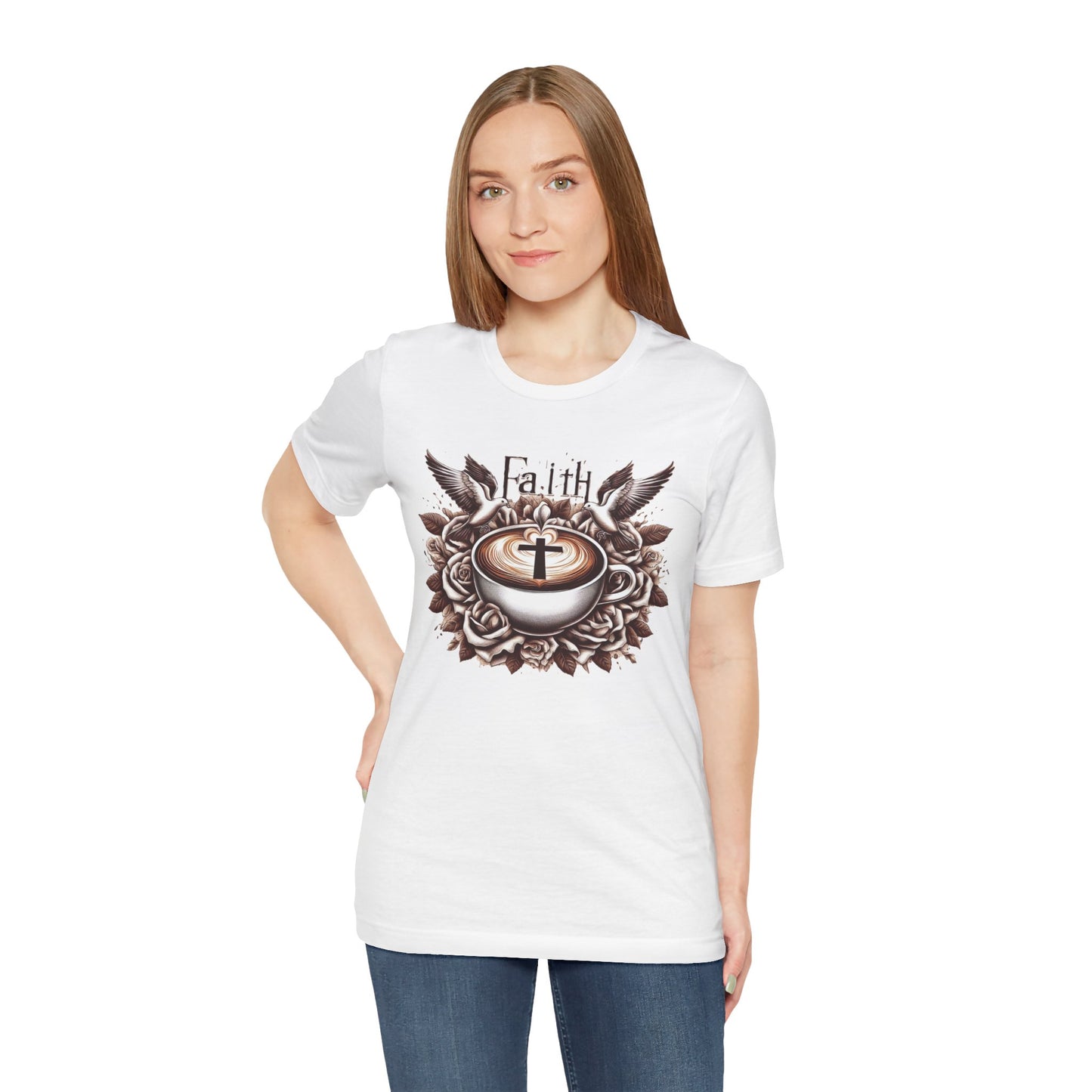 Unisex Jersey Short Sleeve Tee "Faith and Coffee"