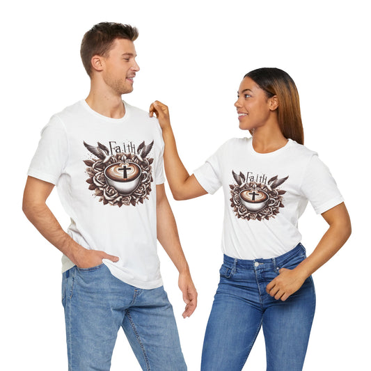 Unisex Jersey Short Sleeve Tee "Faith and Coffee"