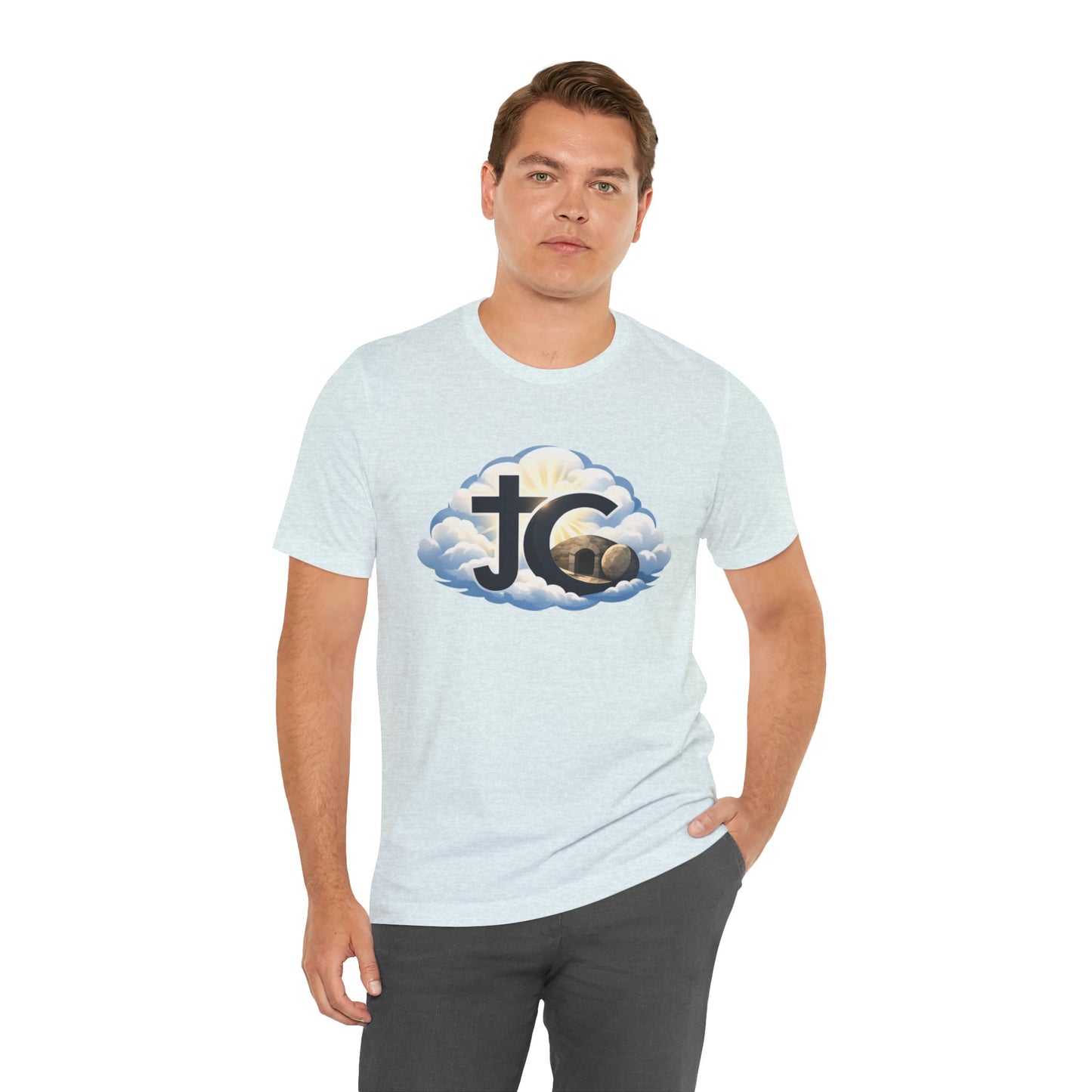 Jesus Christ (JC) Cross Tee — Crucified, Risen & Coming Again