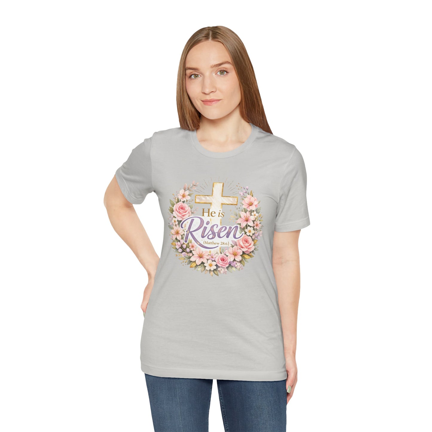 He Is Risen Floral Cross T-Shirt