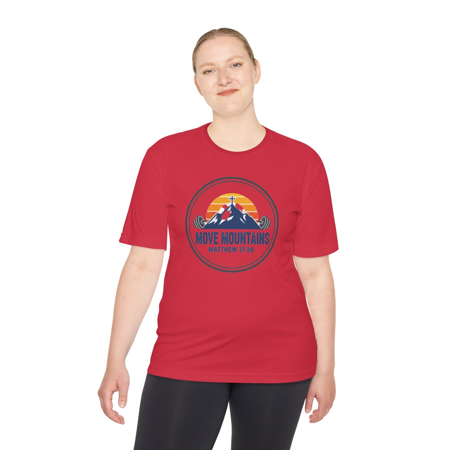 Matthew 17:20 'Move Mountains' Workout Tee — Moisture-Wicking Athletic Shirt