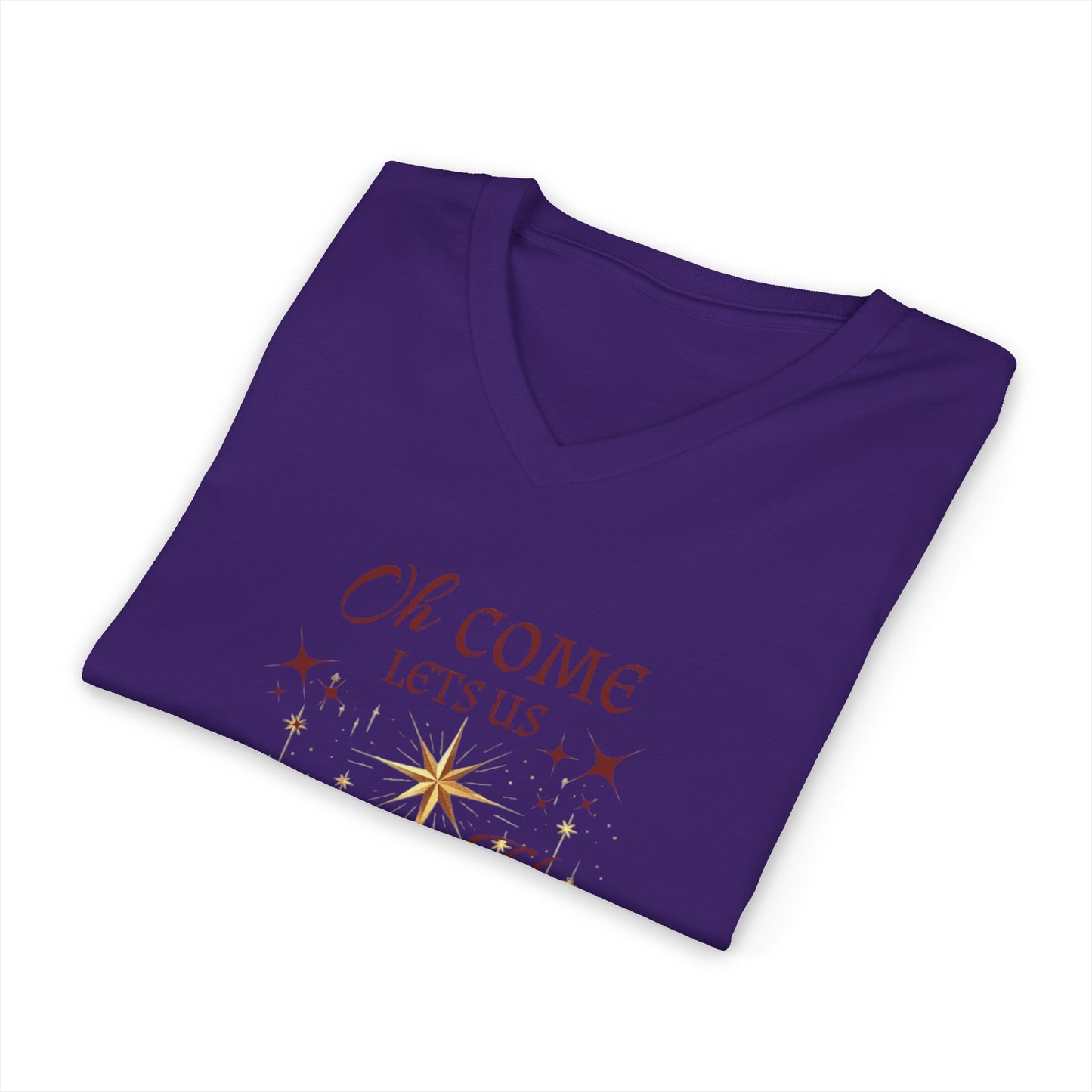 V-Neck Tee Nativity Scene 'Oh come let us adore Him, Christ the Lord'
