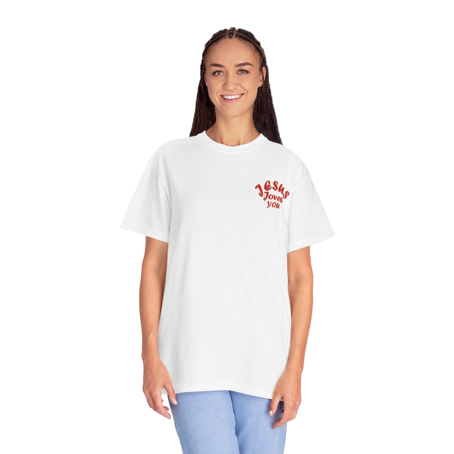 Christian Cross Heart Unisex T-shirt - Jesus Loves You Design