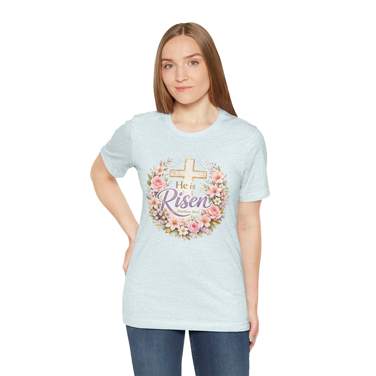 He Is Risen Floral Cross T-Shirt