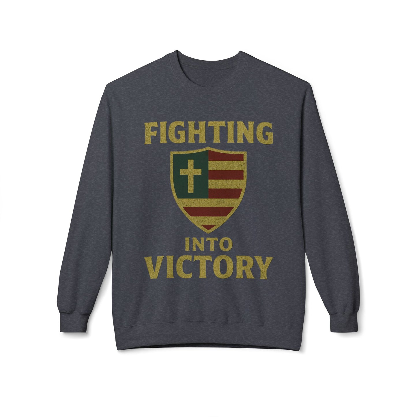 Christian Cross Shield Sweatshirt - Fighting into Victory