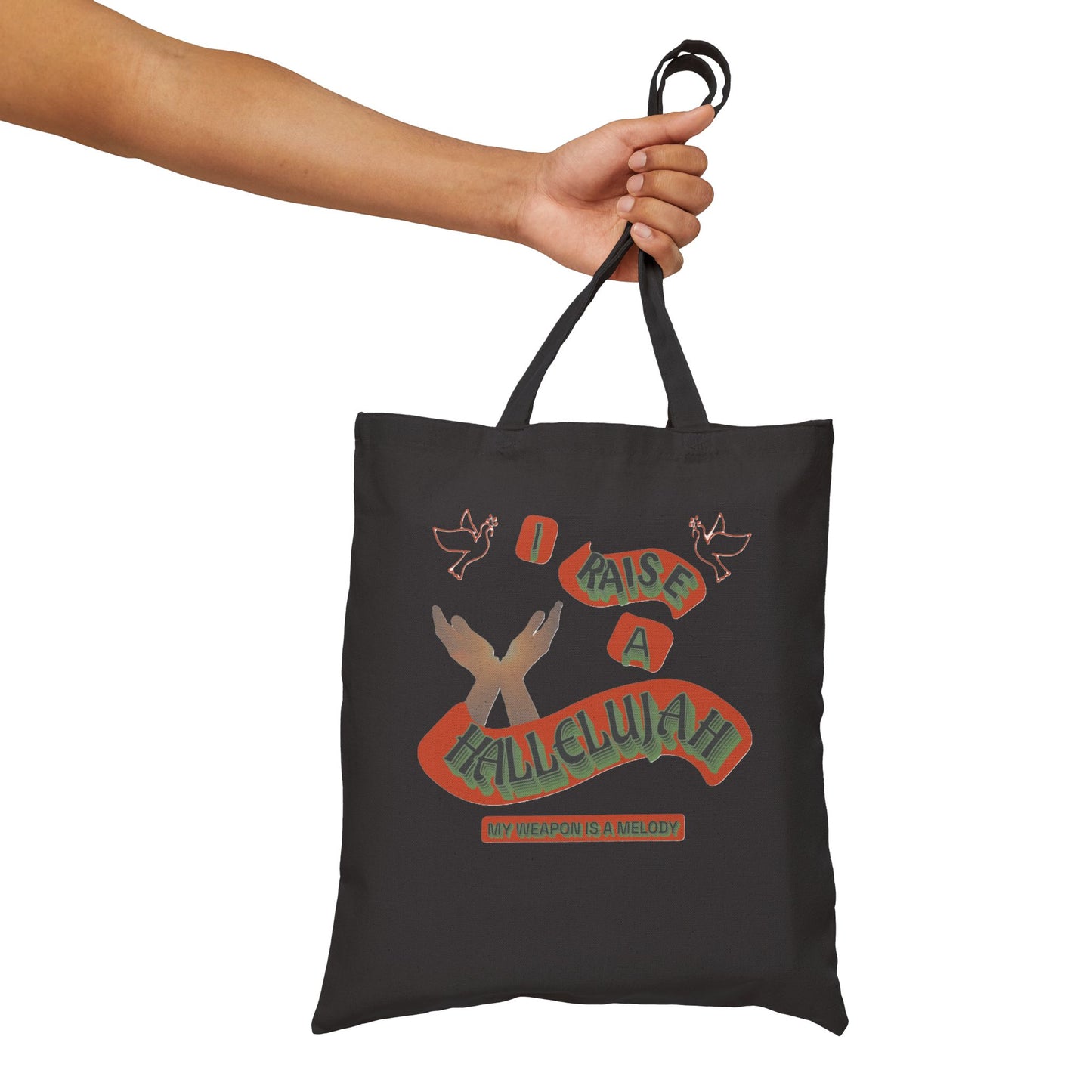 Cotton Canvas Tote Bag "I RAISE A HALLELUJAH"