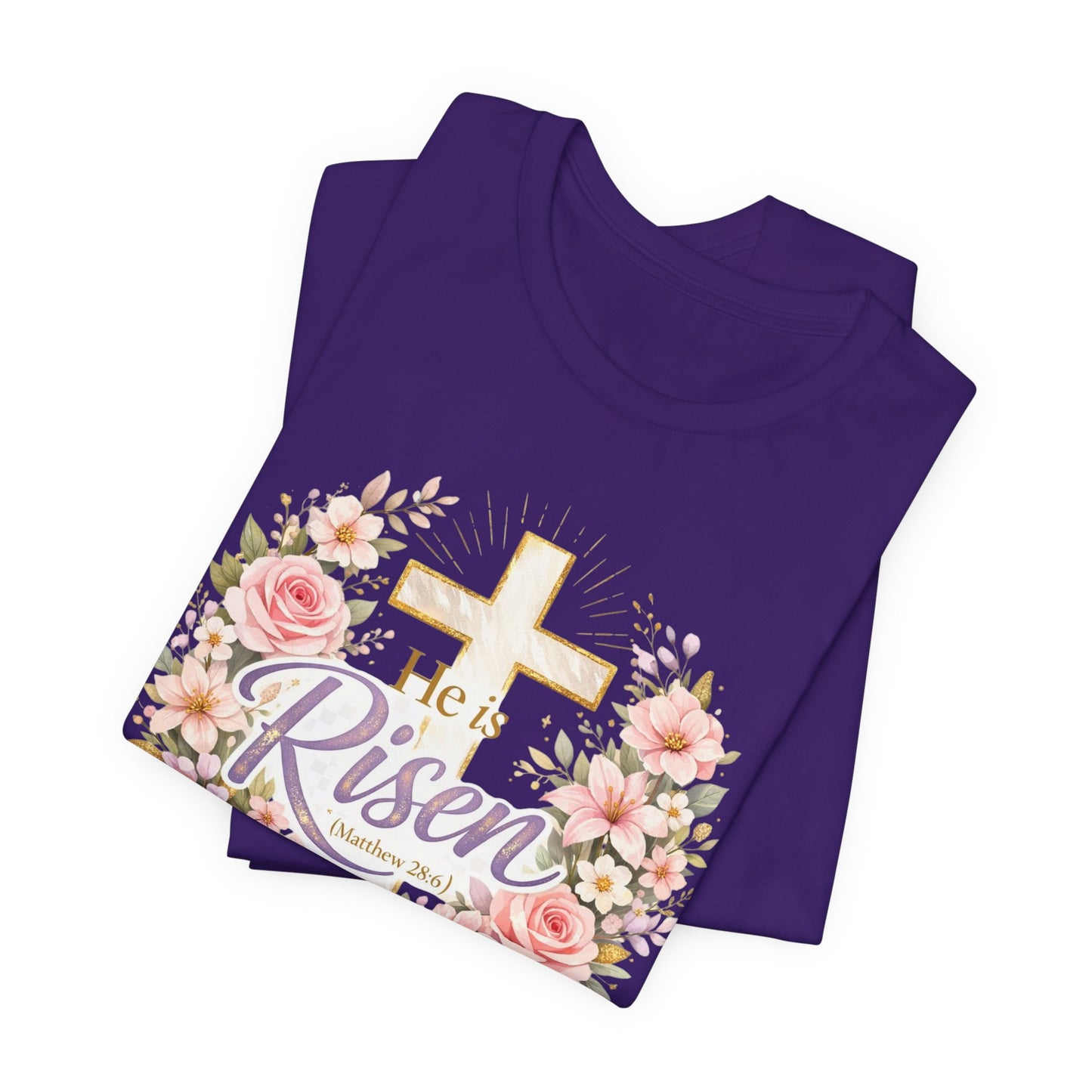 He Is Risen Floral Cross T-Shirt
