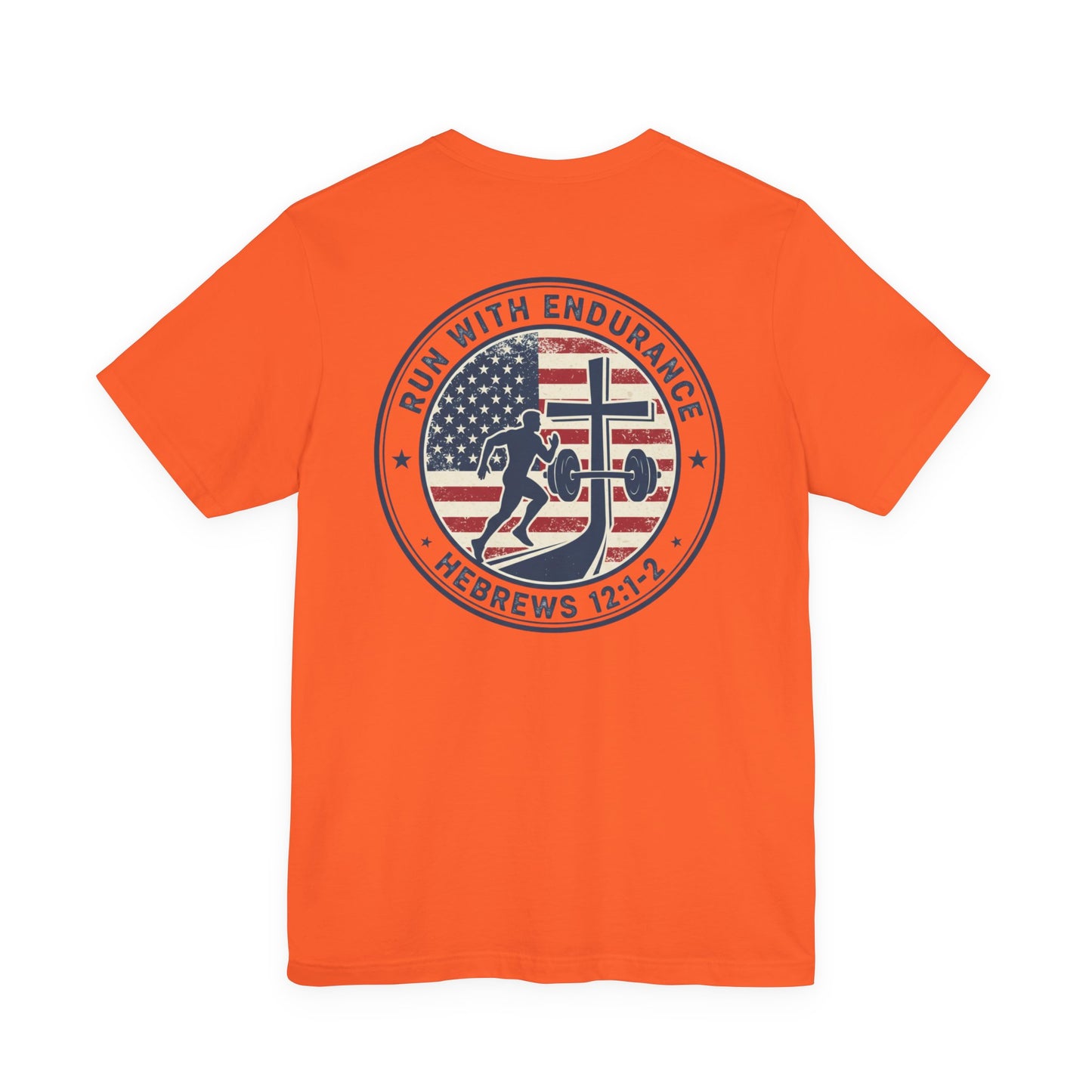 Hebrews 12:1-2 'Run With Endurance' T-Shirt — Inspirational Christian Tee
