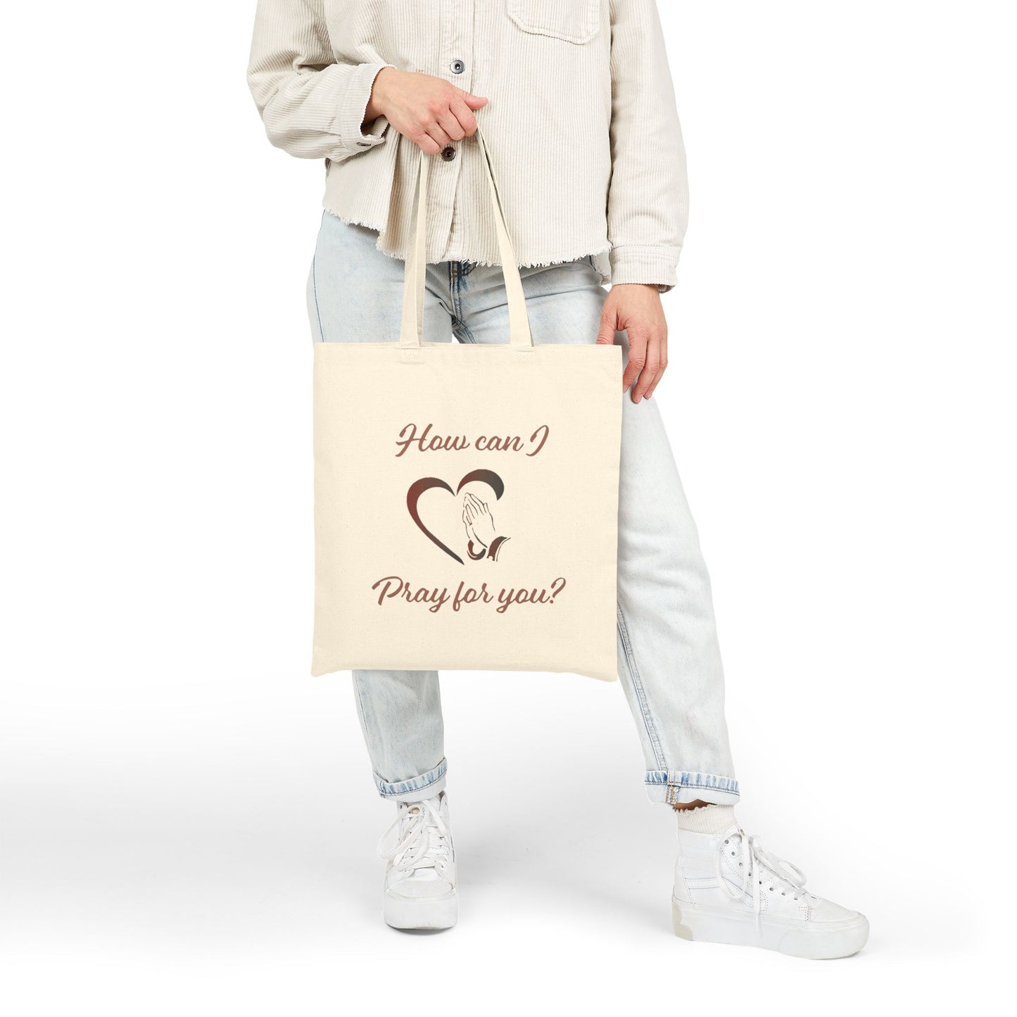 Canvas Tote Bag with 'How can I pray for you' Design