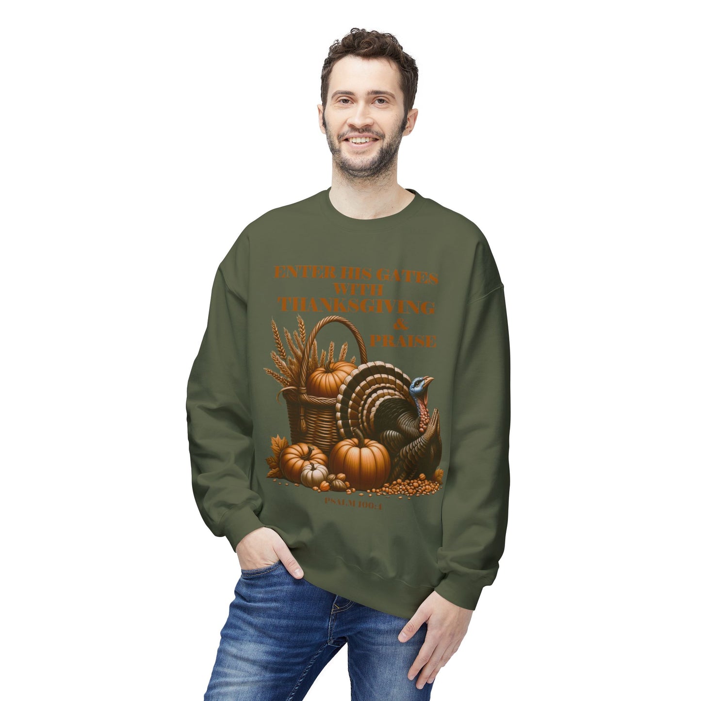 Christian Sweatshirt - Psalm 100:4 Thanksgiving and Praise