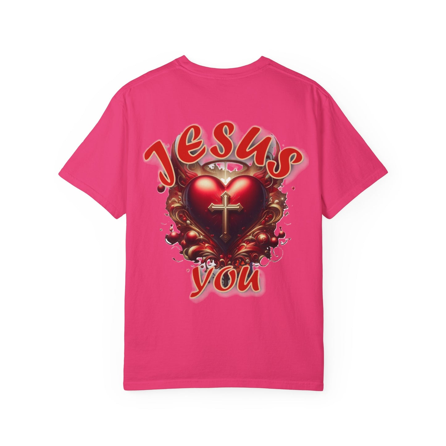 Christian Cross Heart Unisex T-shirt - Jesus Loves You Design
