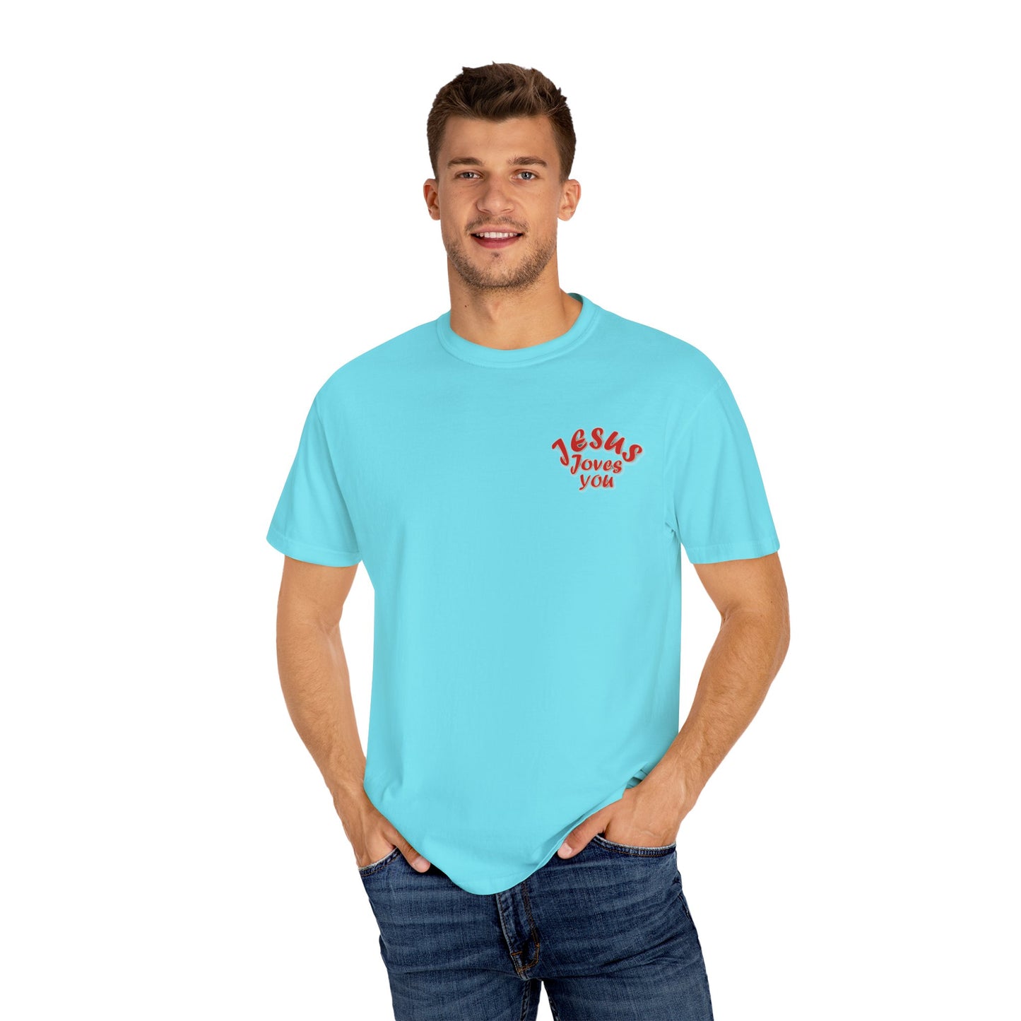 Christian Cross Heart Unisex T-shirt - Jesus Loves You Design