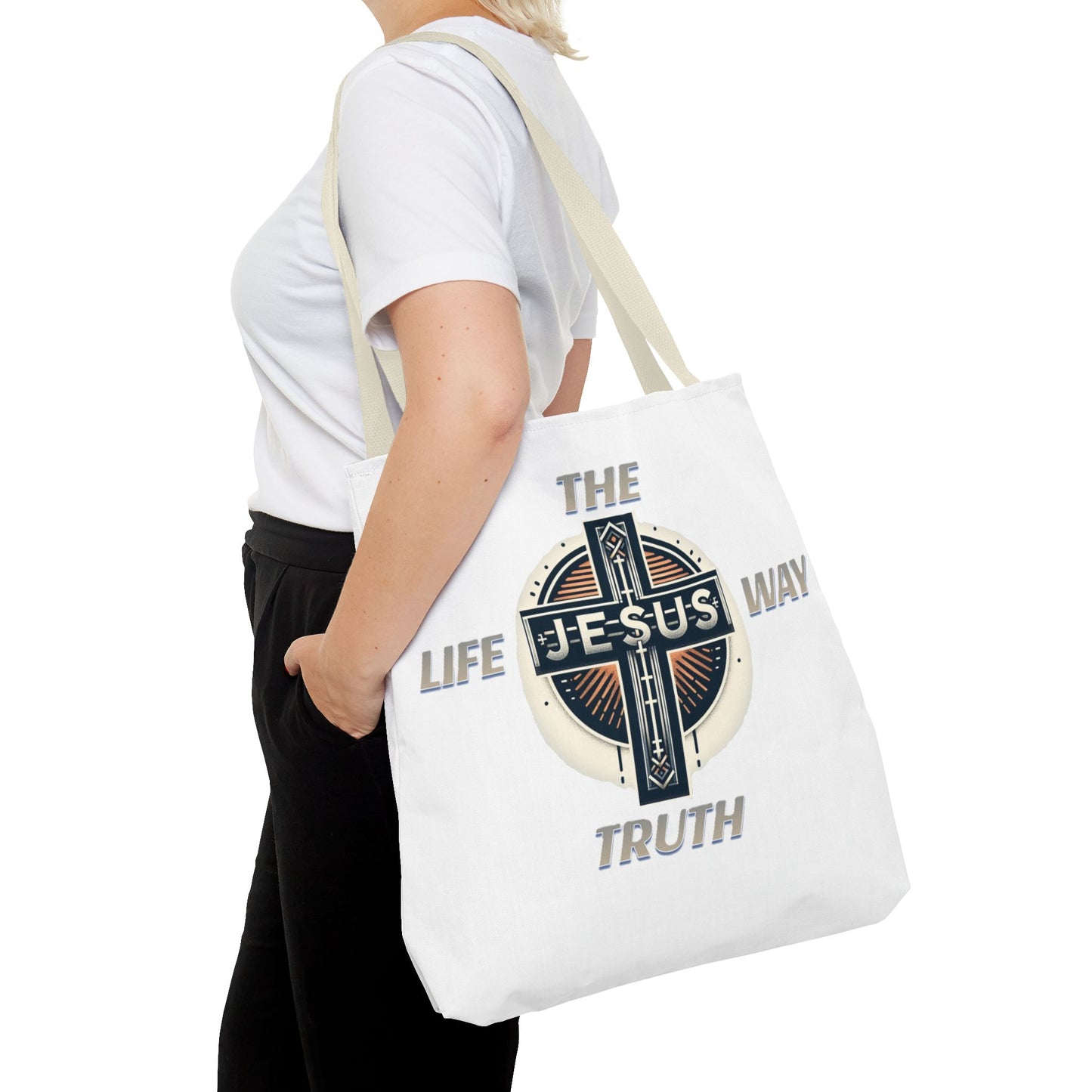 Tote Bag (AOP)"JESUS IS THE WAY TRUTH LIFE"