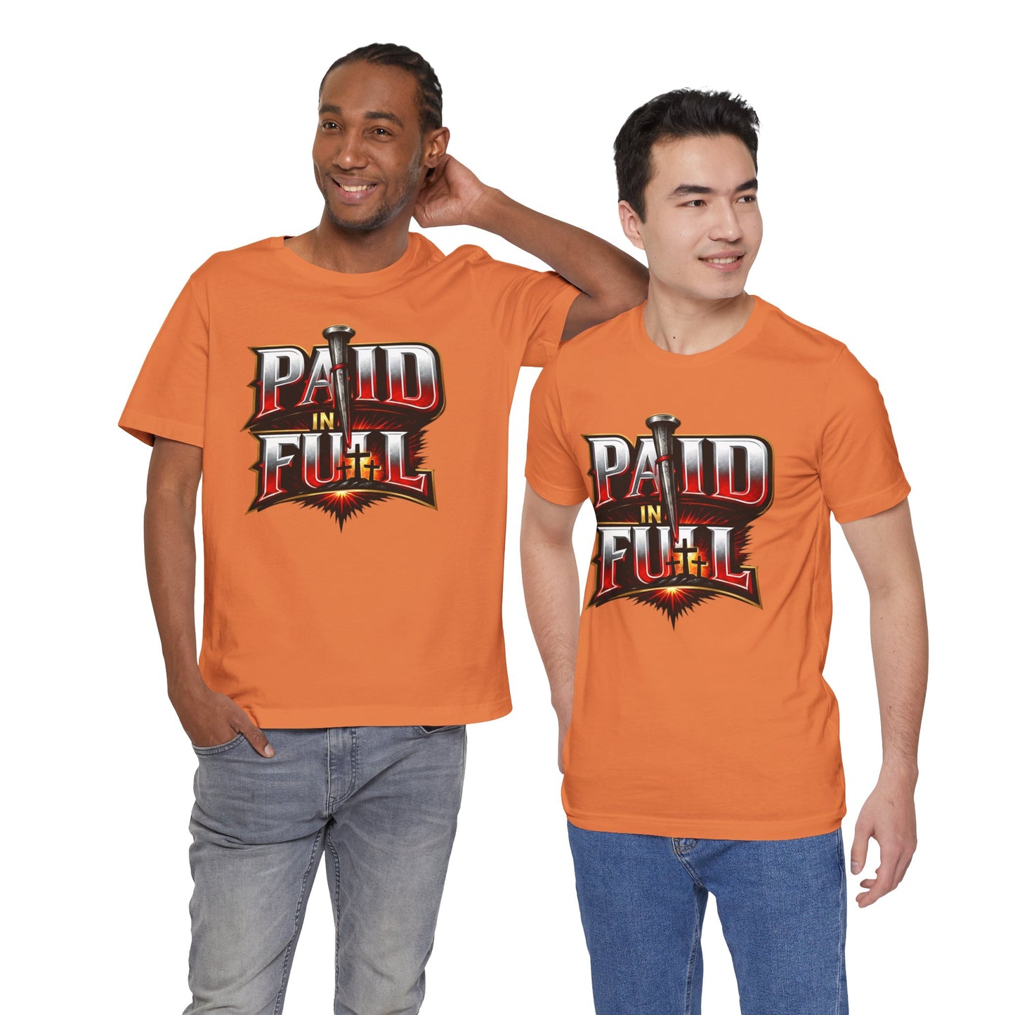 Paid In Full Christian Cross T-Shirt — Nail & Triple Cross Graphic