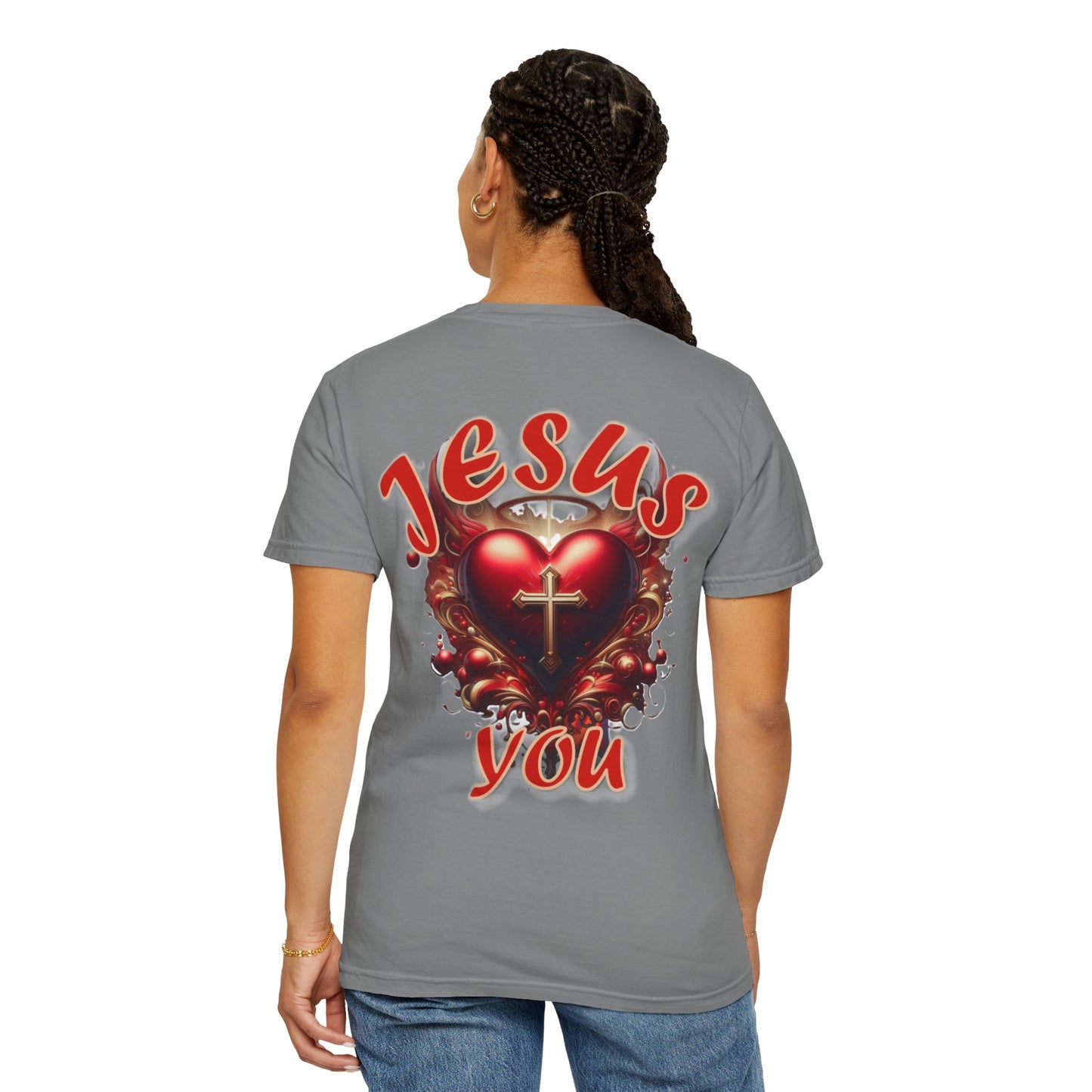 Christian Cross Heart Unisex T-shirt - Jesus Loves You Design