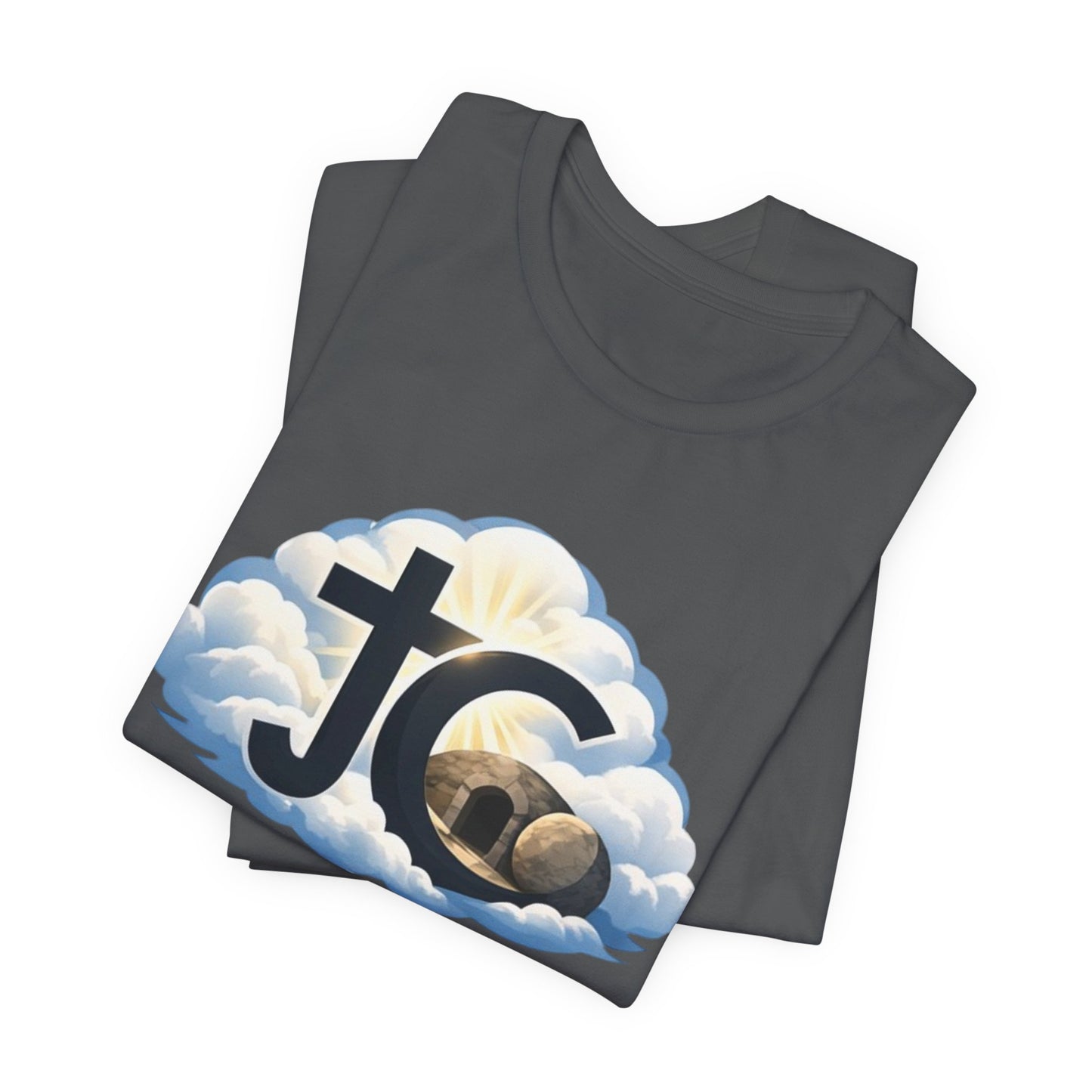 Jesus Christ (JC) Cross Tee — Crucified, Risen & Coming Again
