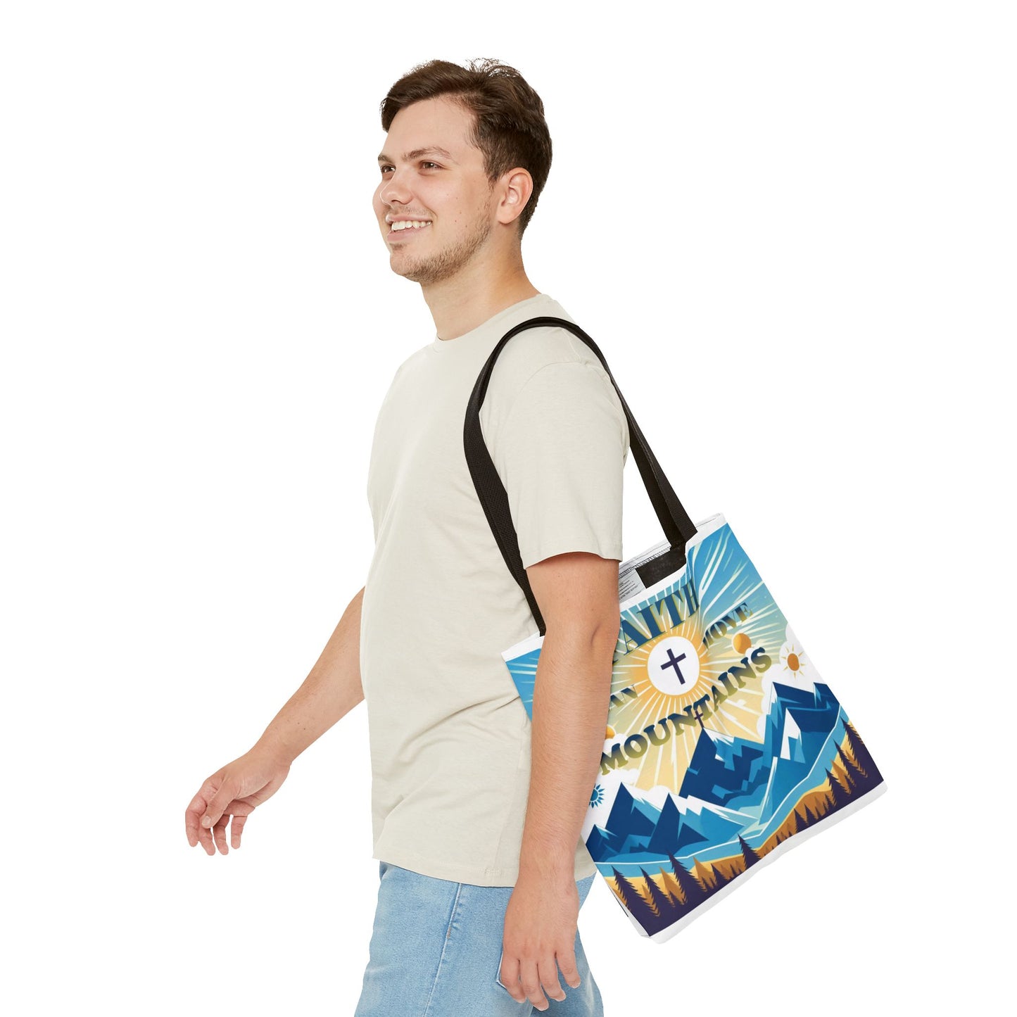 "FAITH CAN MOVE MOUNTAINS" Tote Bag (AOP)