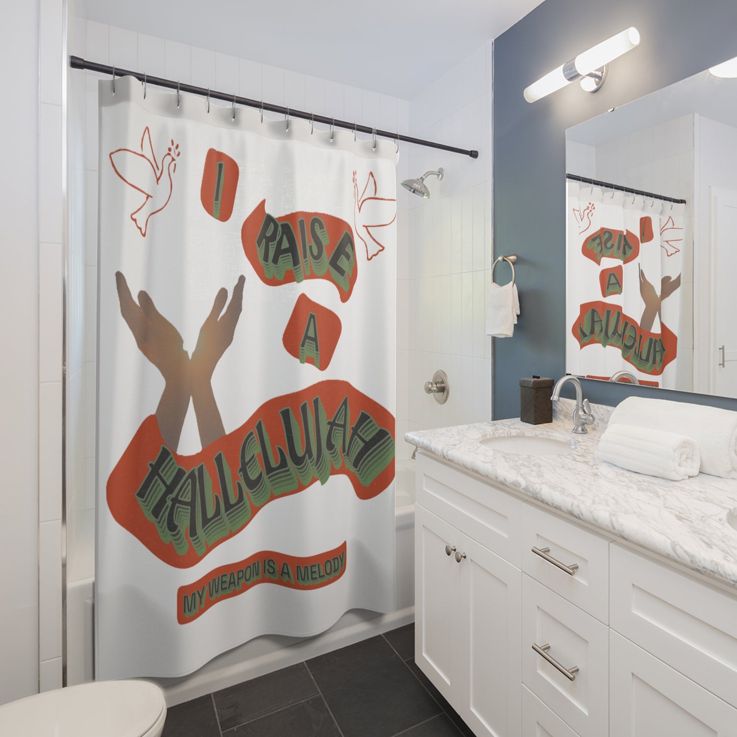 Shower Curtains "I Raise A Hallelujah"