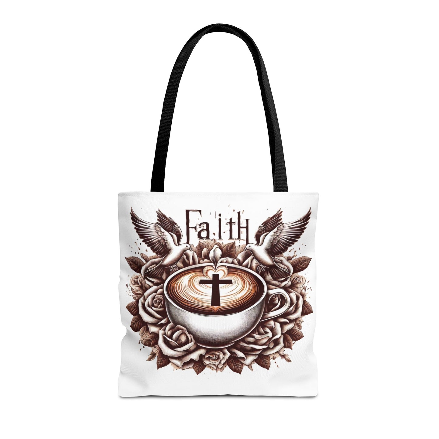 Tote Bag (AOP) "Faith and Coffee"