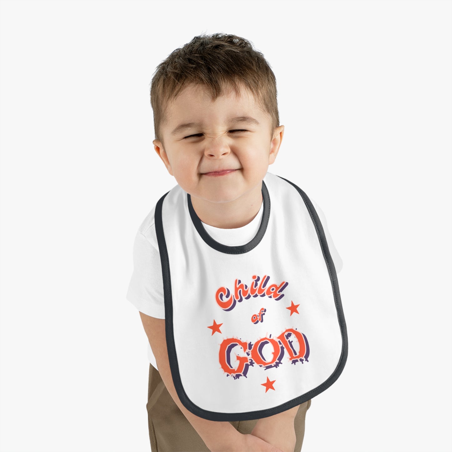 Baby Contrast Trim Jersey Bib "Child of GOD"