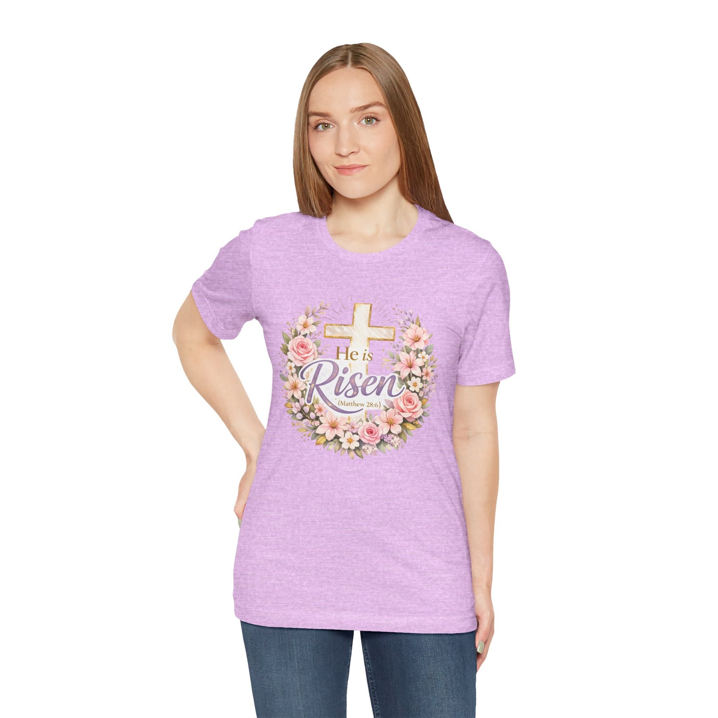 He Is Risen Floral Cross T-Shirt