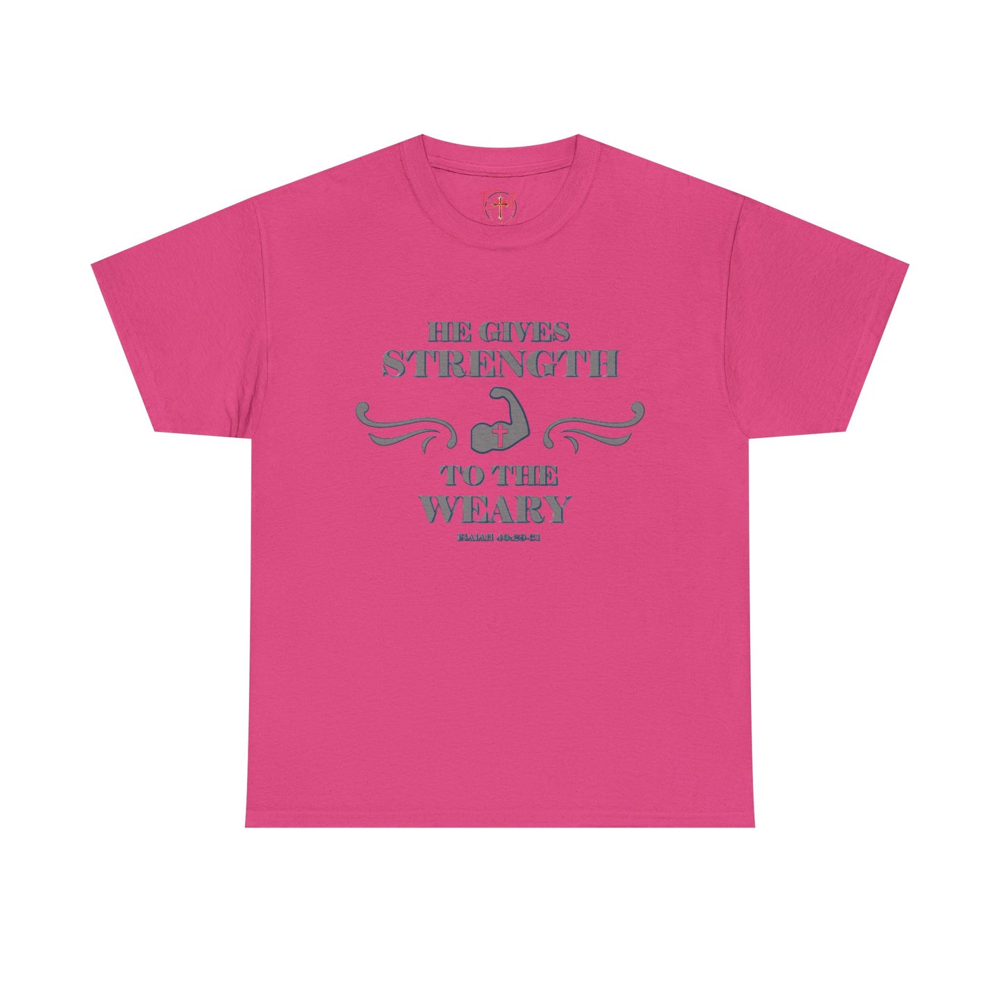 Copy of Christian Tee - Bible Verse Isaiah 40:29-31 'He gives Strength to the Weary'
