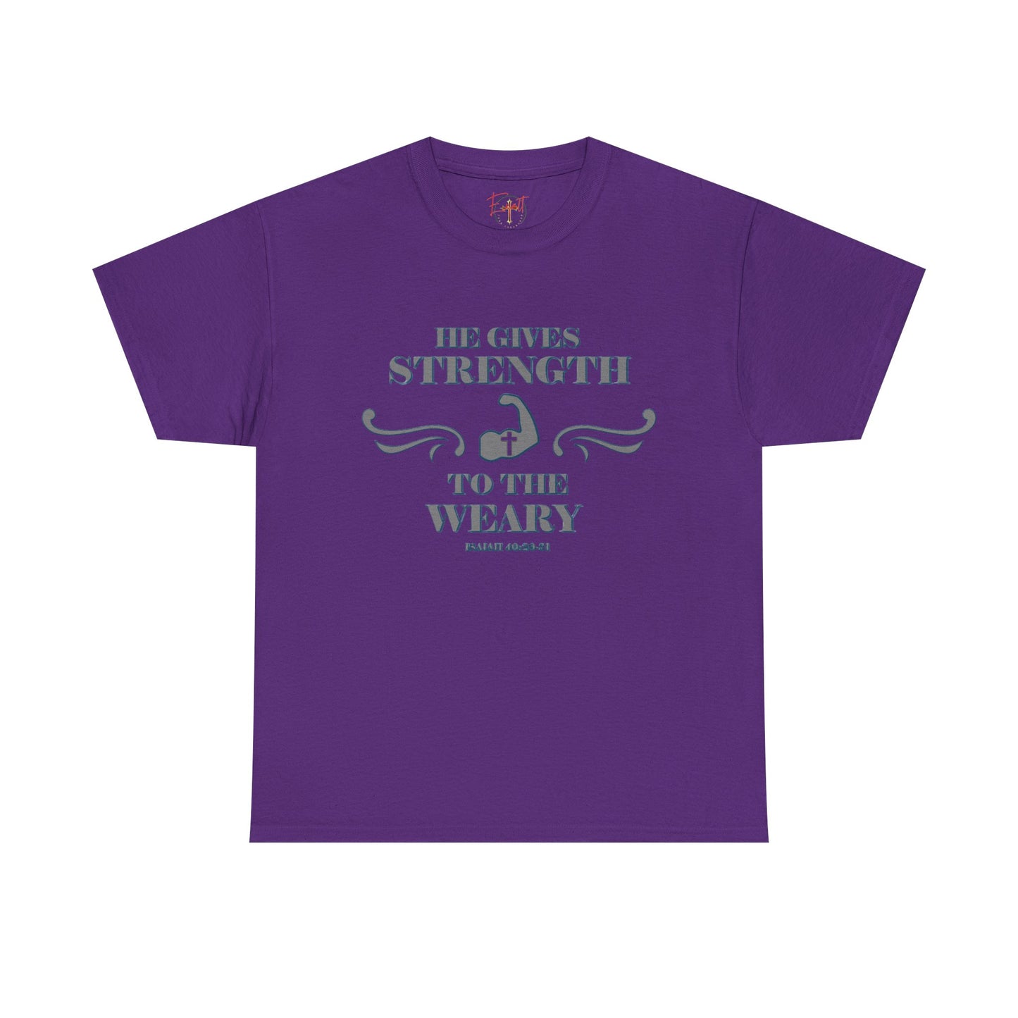 Christian Tee - Bible Verse Isaiah 40:29-31 'He gives Strength to the Weary'