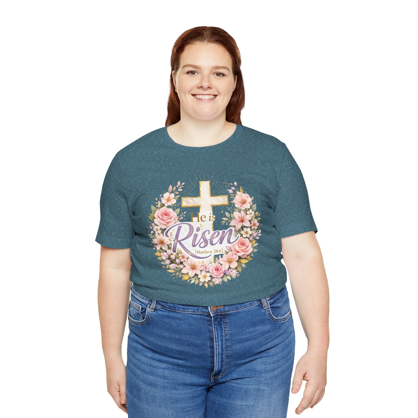 He Is Risen Floral Cross T-Shirt
