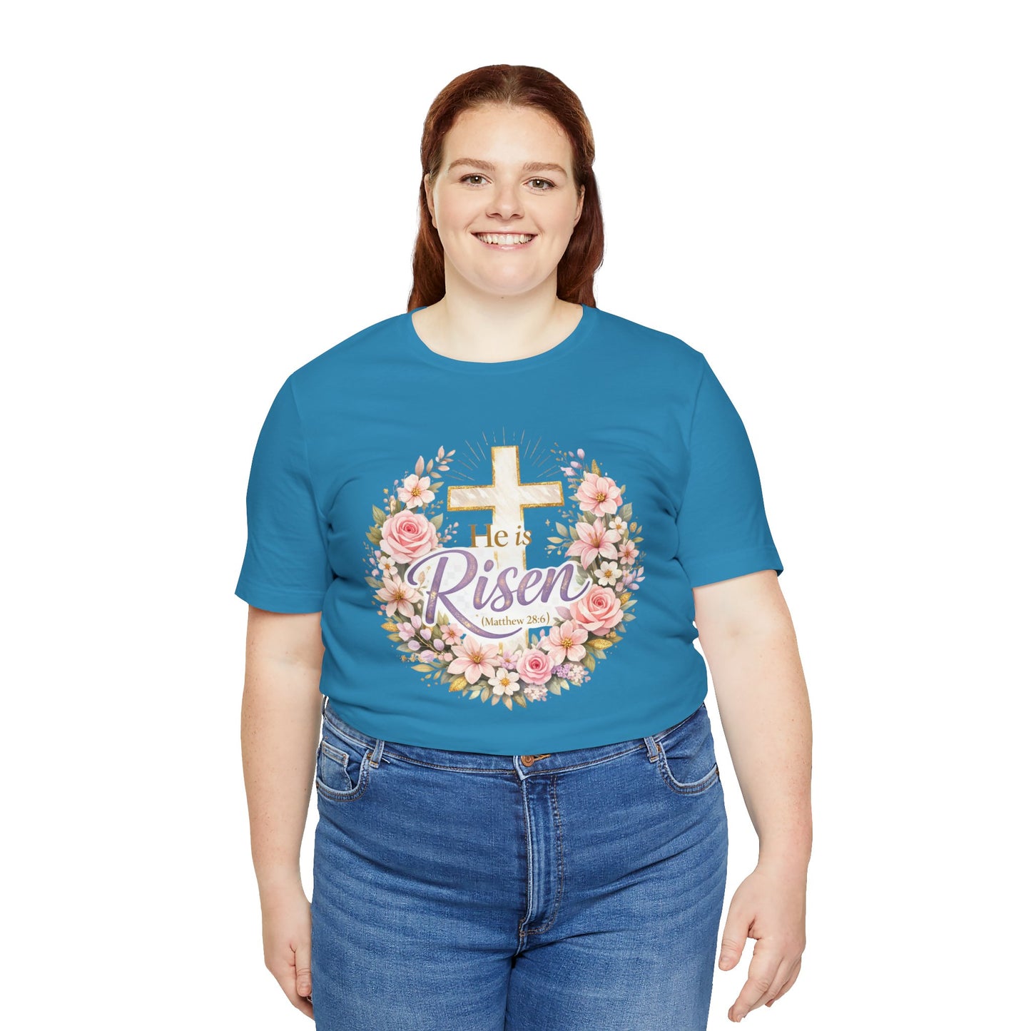 He Is Risen Floral Cross T-Shirt
