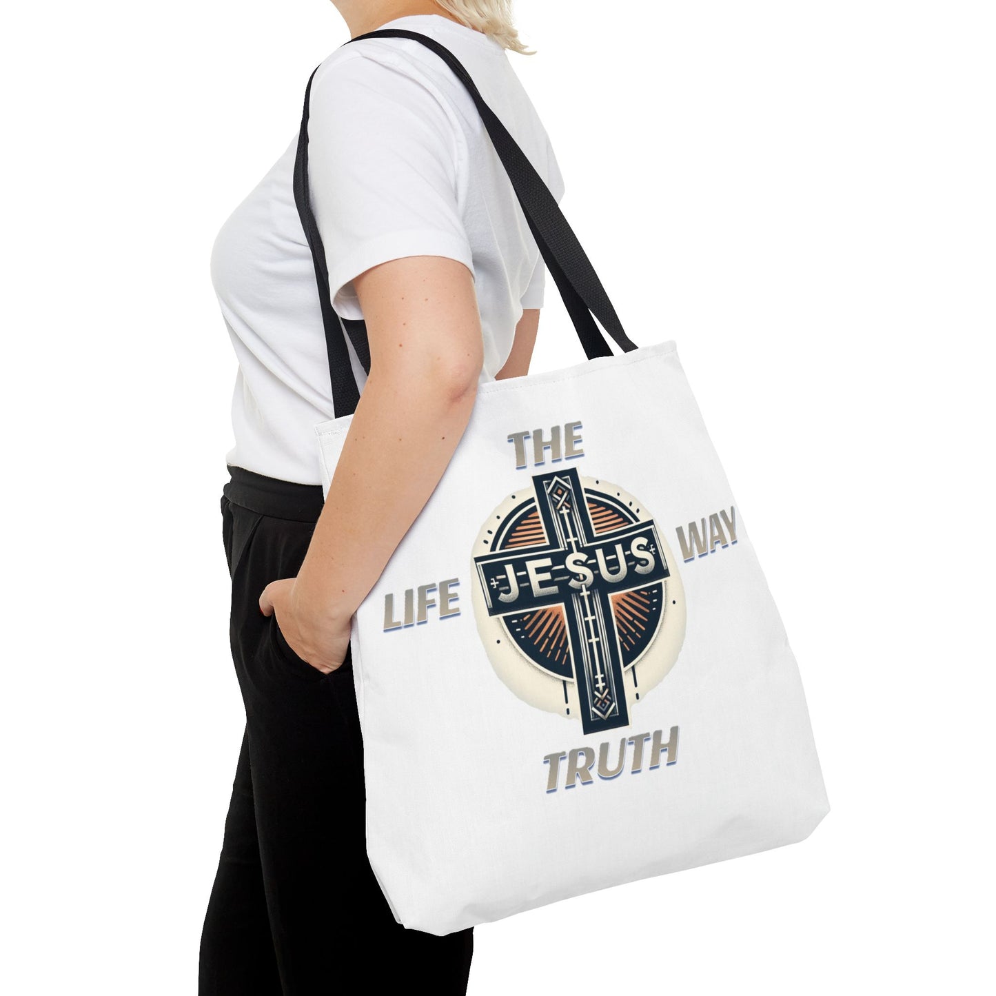 Tote Bag (AOP)"JESUS IS THE WAY TRUTH LIFE"