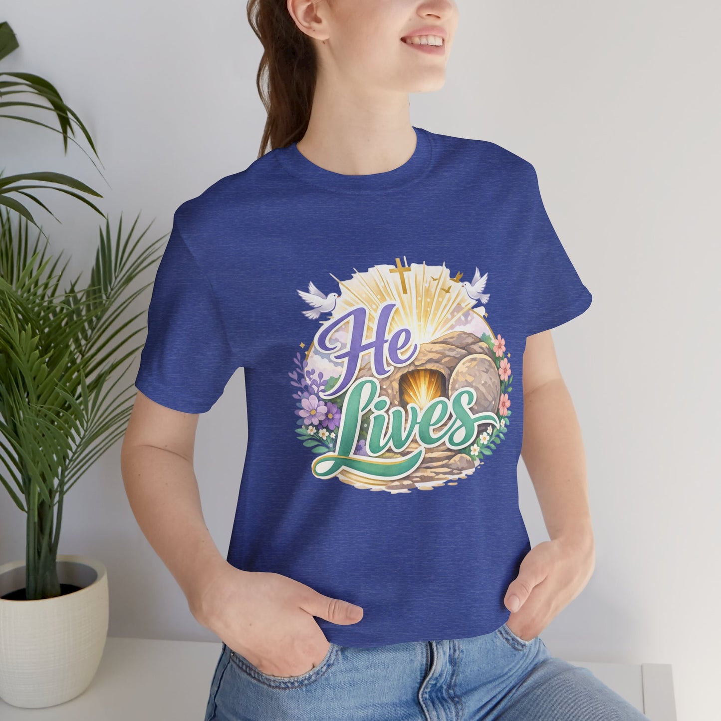 He Lives Jesus Tomb Tee — Christian Easter T‑Shirt