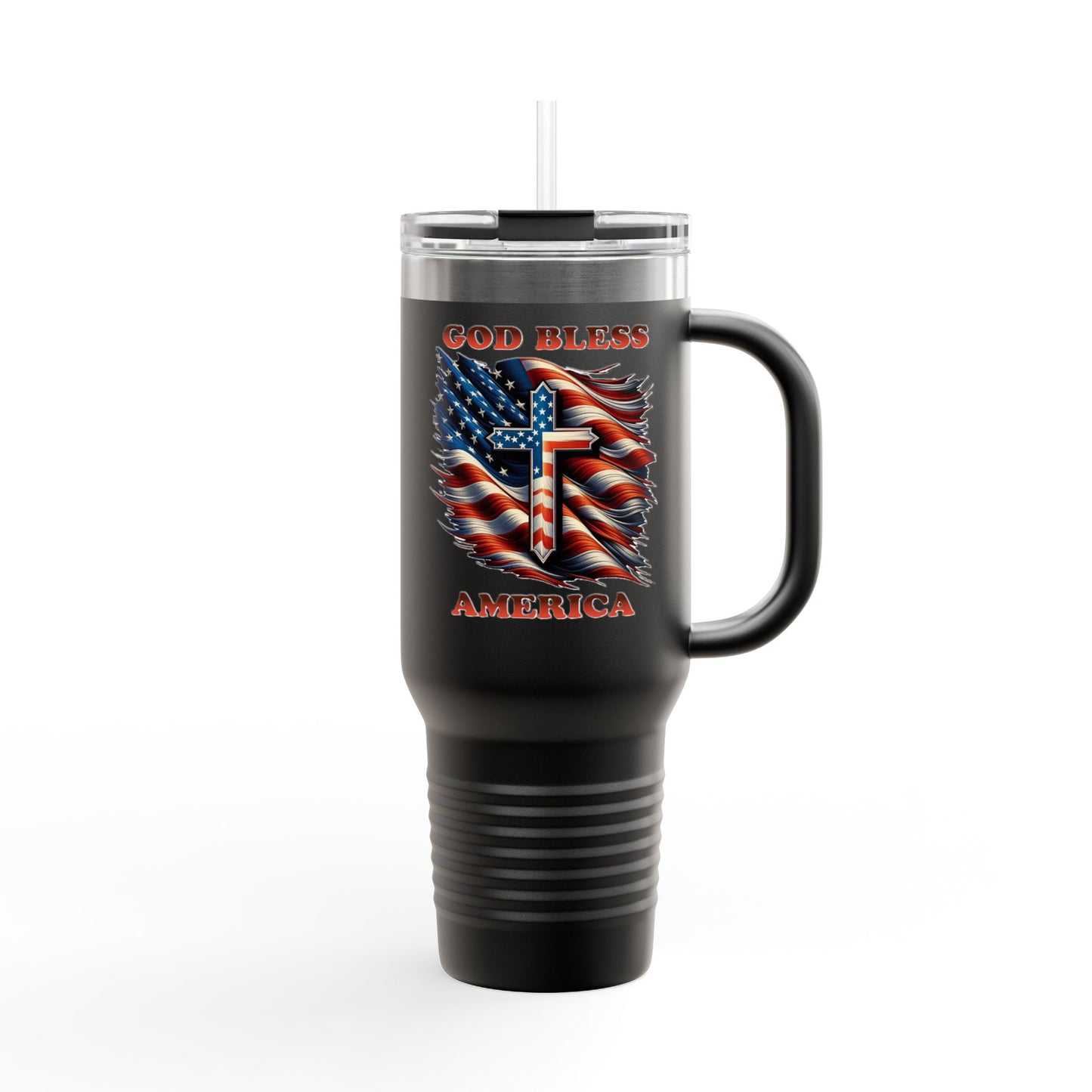 Insulated Travel Mug, 40oz "GOD BLESS AMERICA"